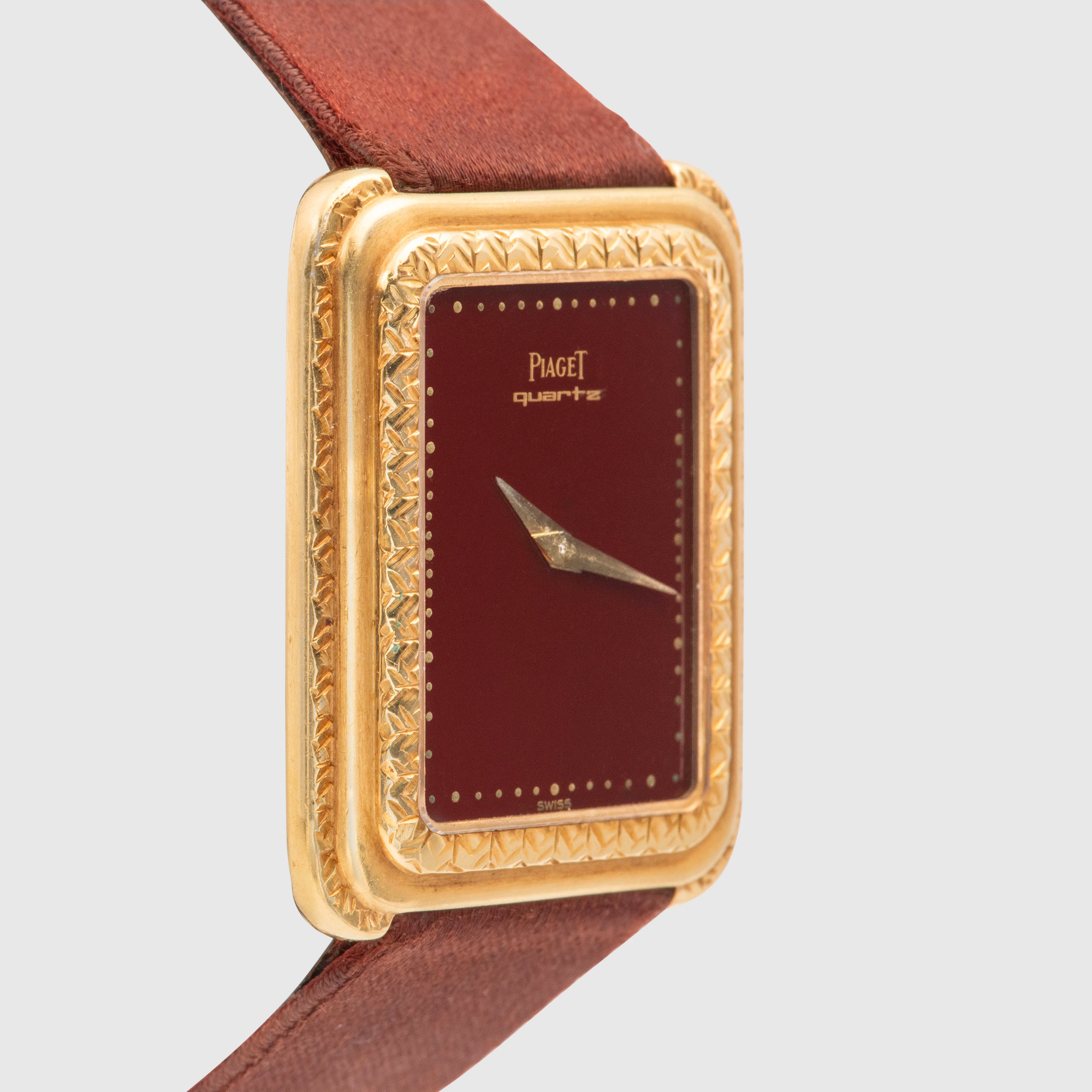 1970's Piaget Protocole Burgundy Dial Yellow Gold Ref. 74121 (with Special Box)