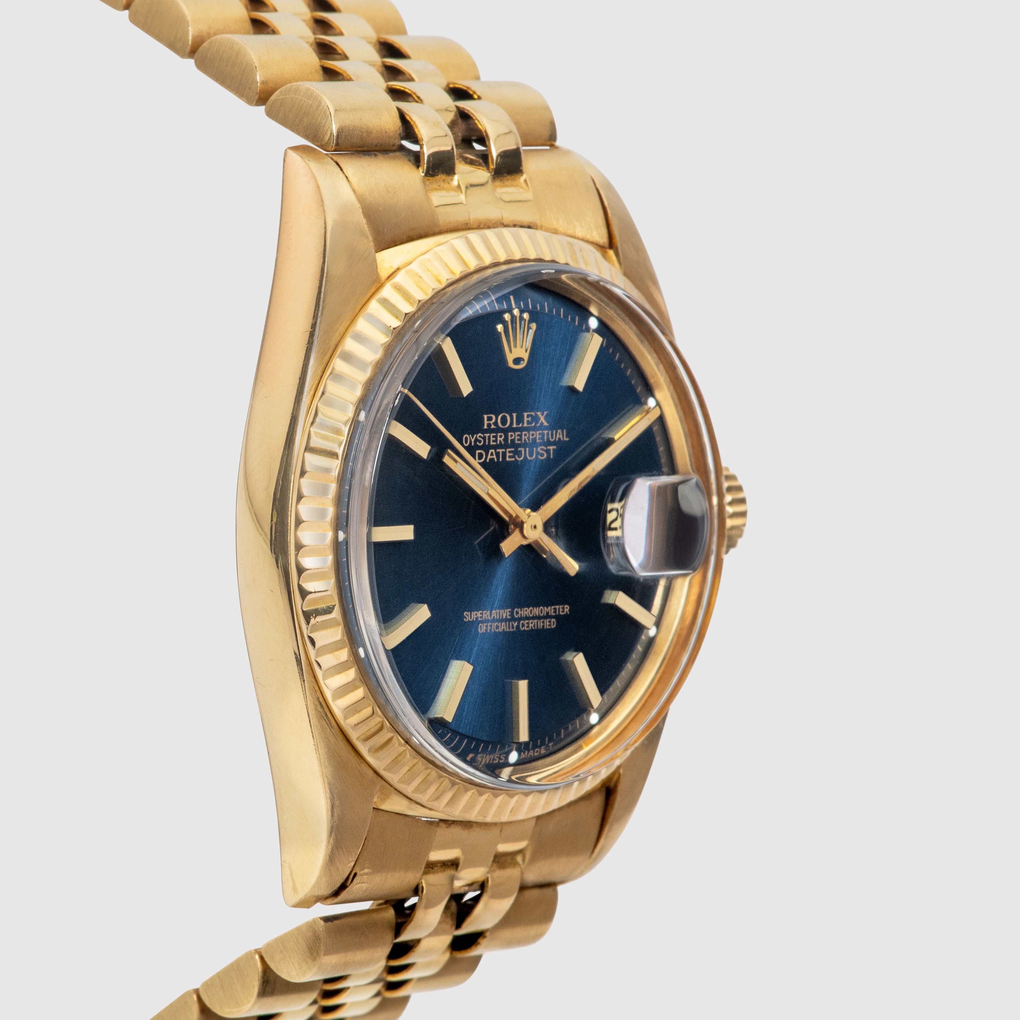 1973 Rolex Datejust 18K Blue Dial Ref. 1601