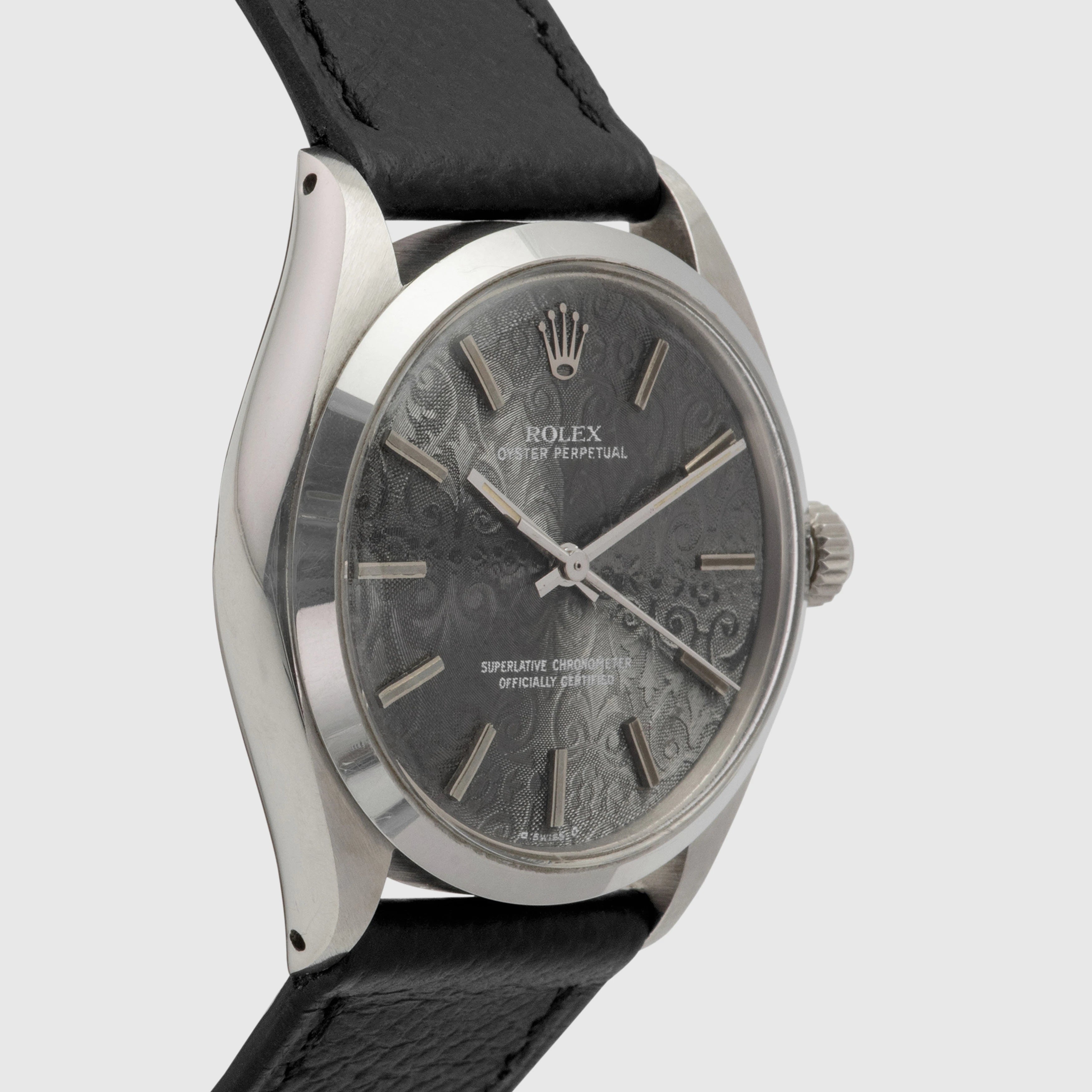 1981 Rolex Oyster Perpetual Rose Engine Guilloche Grey Dial Ref. 1002