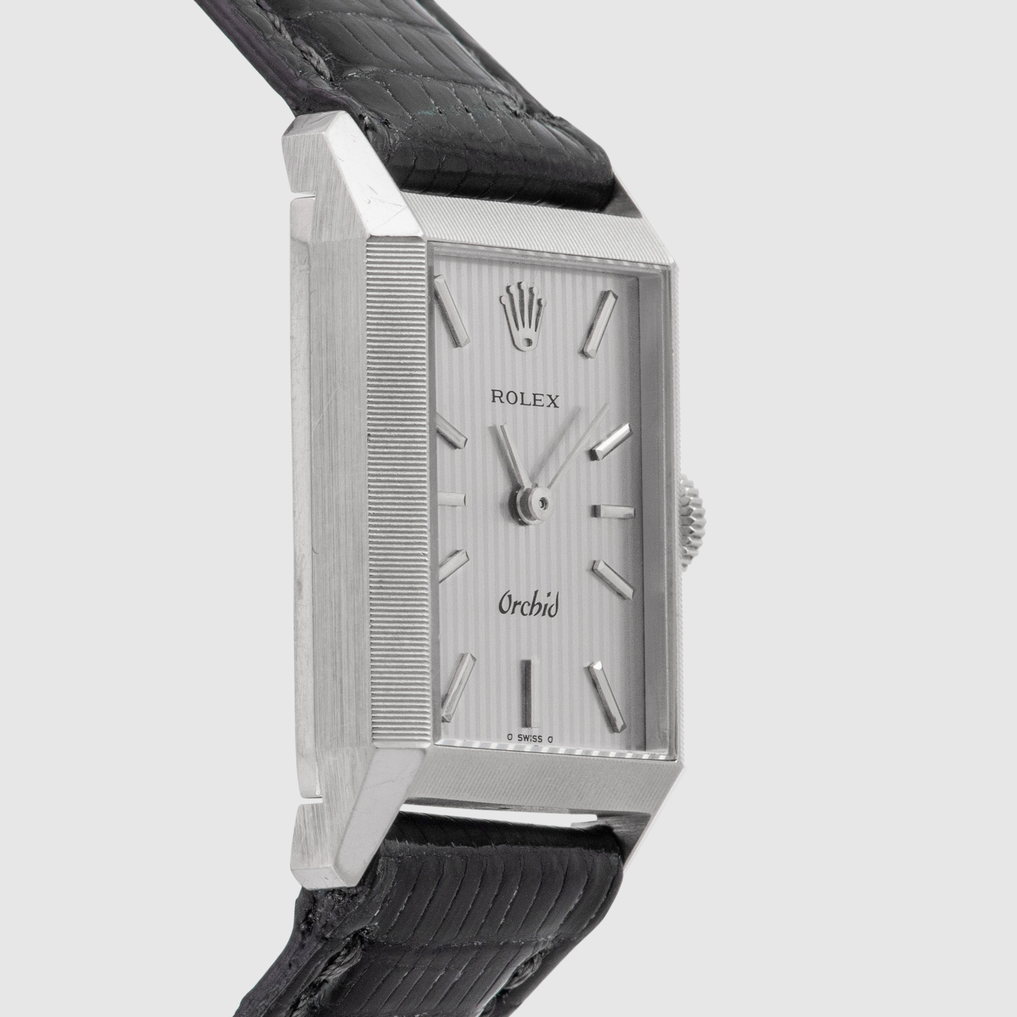 1975 Rolex Orchid 18K White Gold Grey Tapestry Dial Ref. 2677