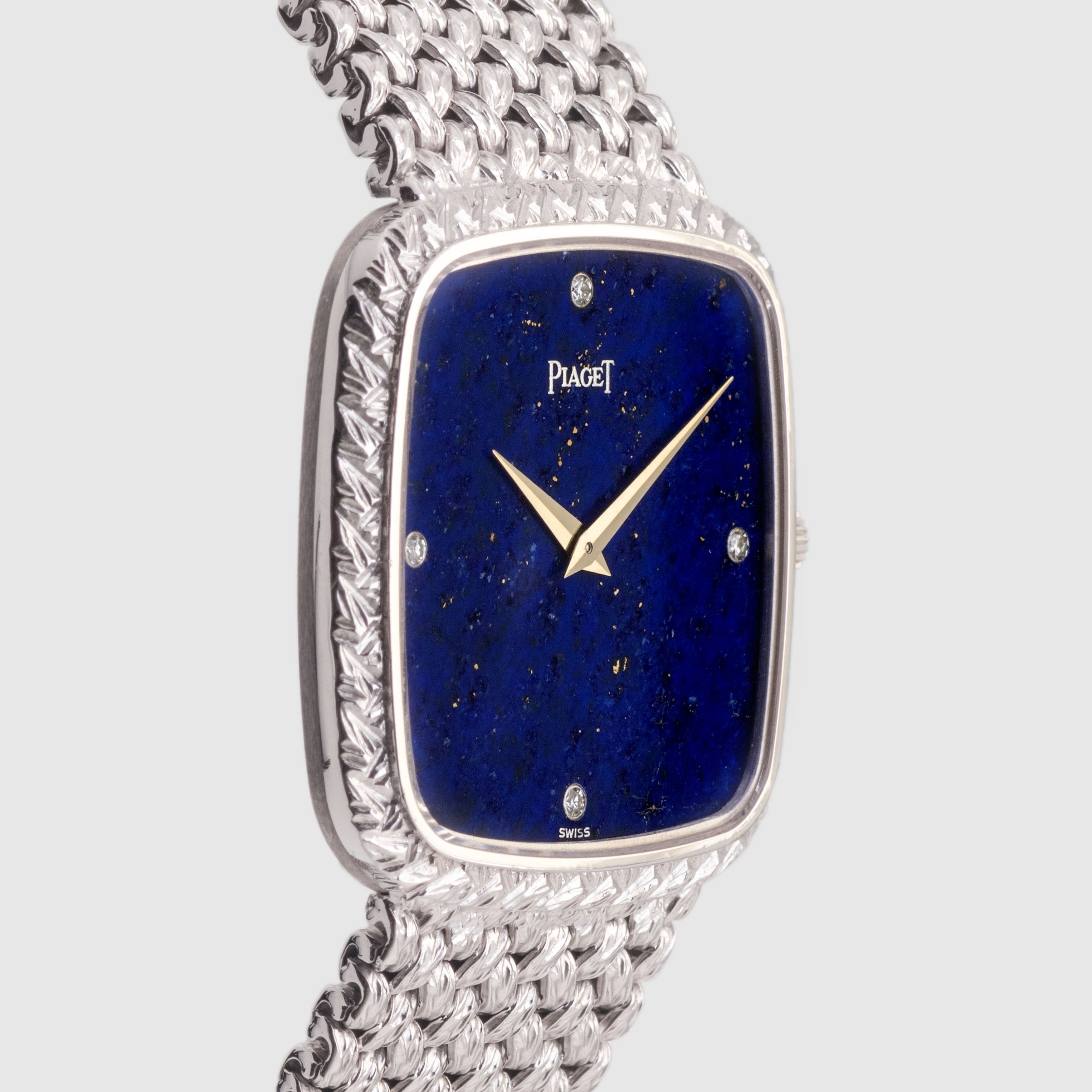 1970's Piaget White Gold Lapis Diamond Dial Ref. 9771 D2