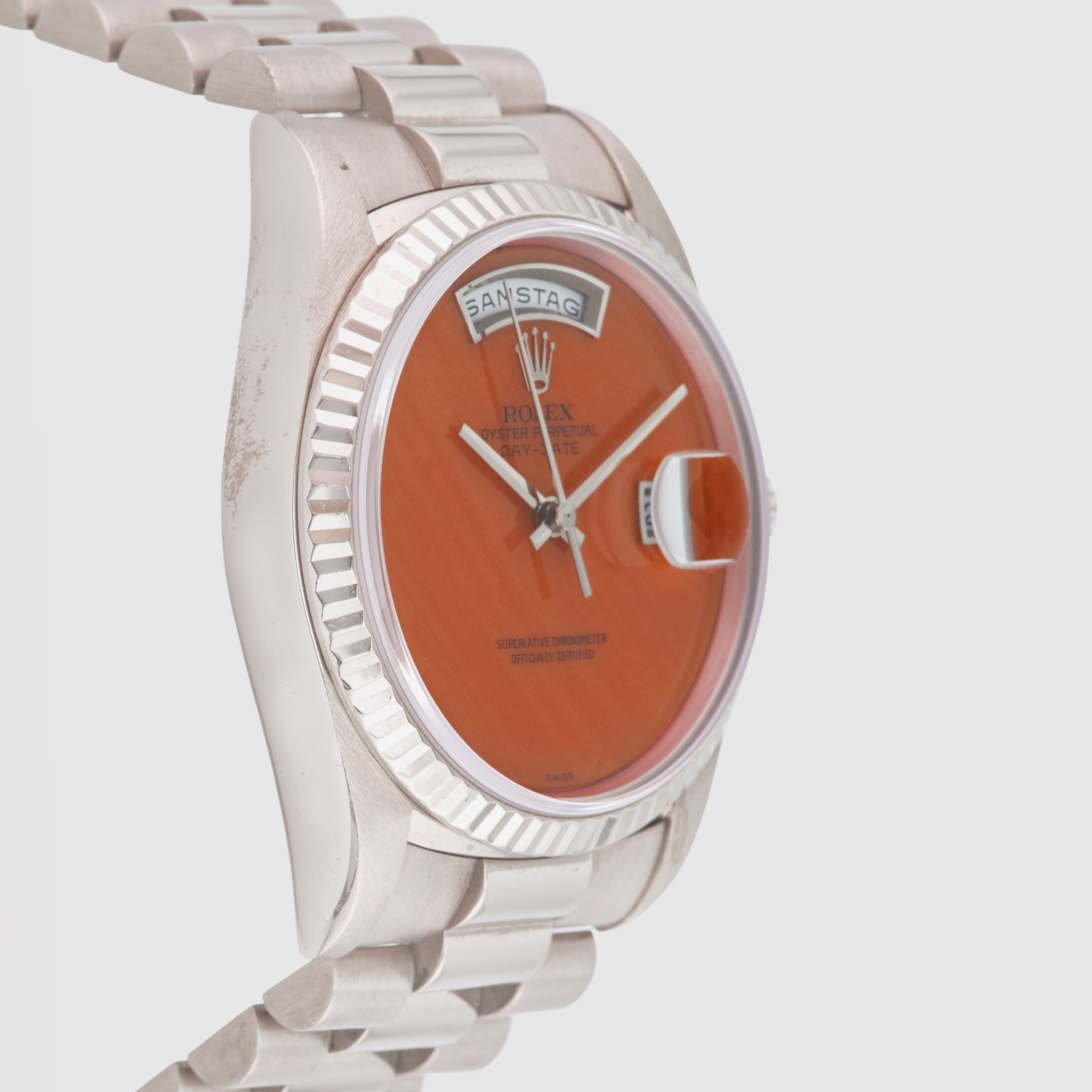 1995 Rolex Day Date White Gold Coral Ref. 18239