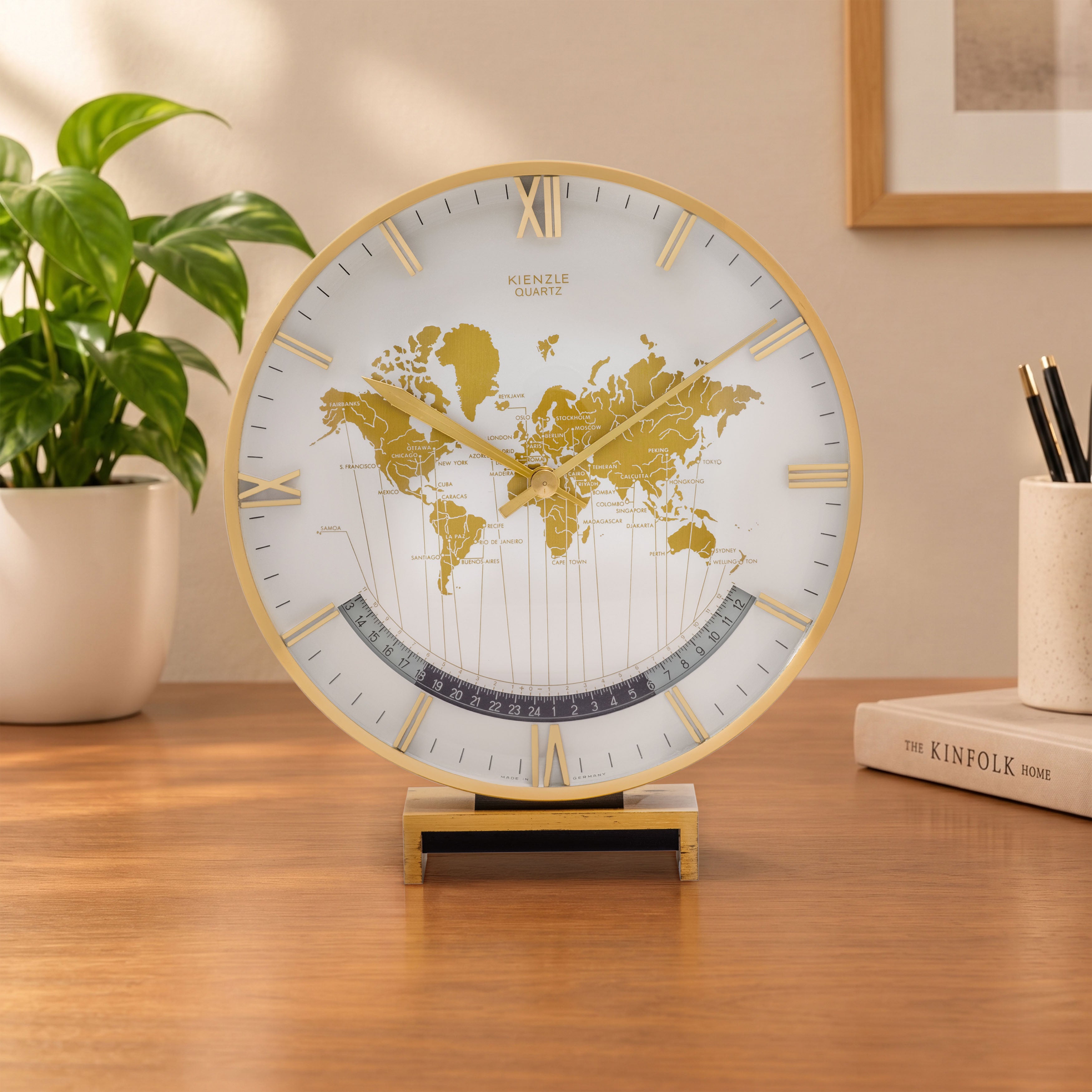 1960's Kienzle World Time Clock 'Brass' by Heinrich Moller