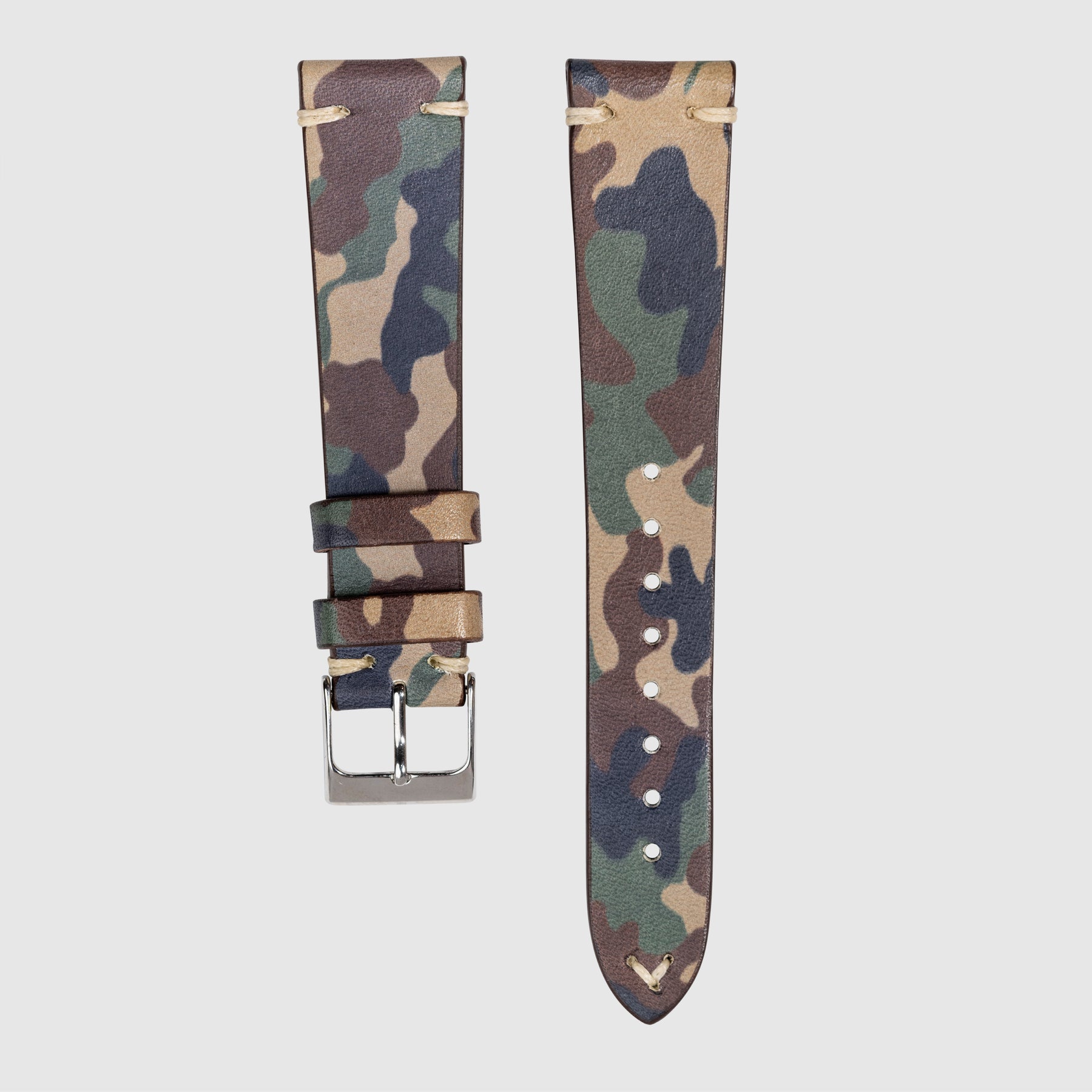 Vintage Straps Camouflage with White Stitching 20/16mm (Multiple Colors)