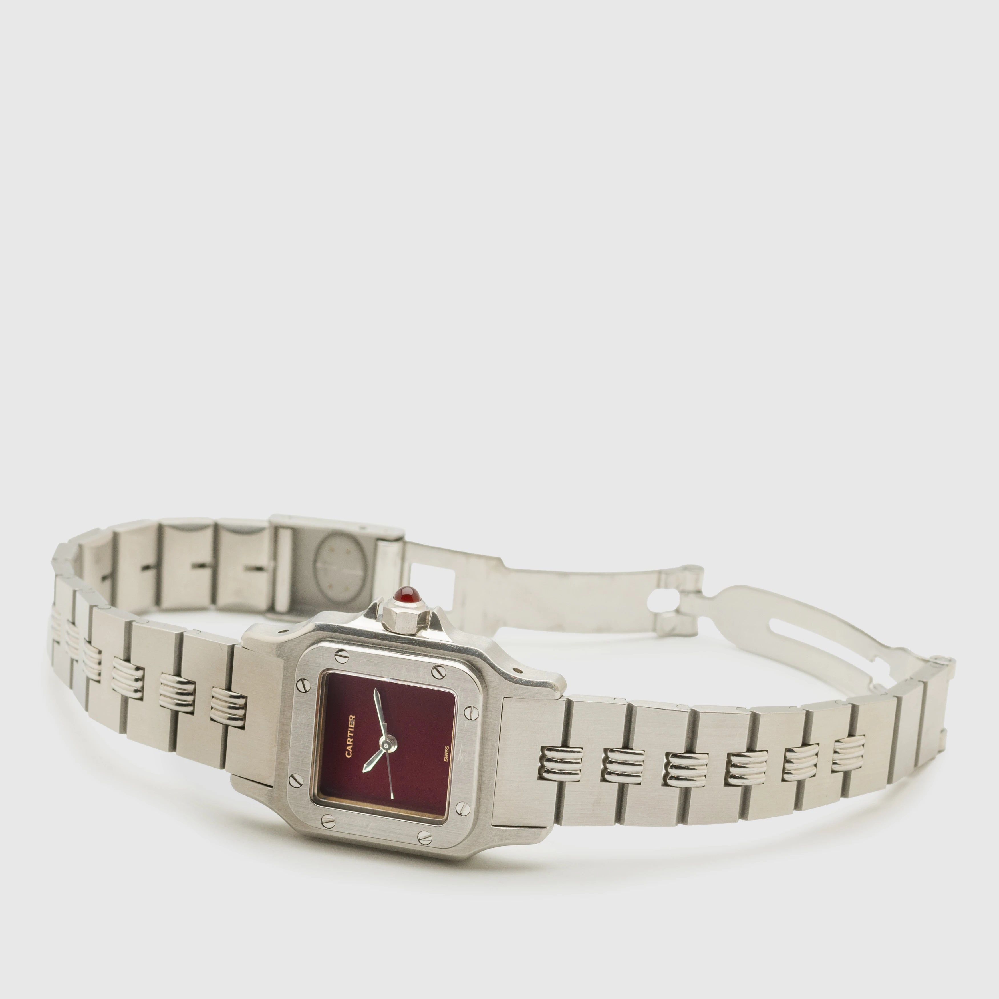 1987 Cartier Santos Carree Burgundy Dial Ref. 0901 (Full Set)