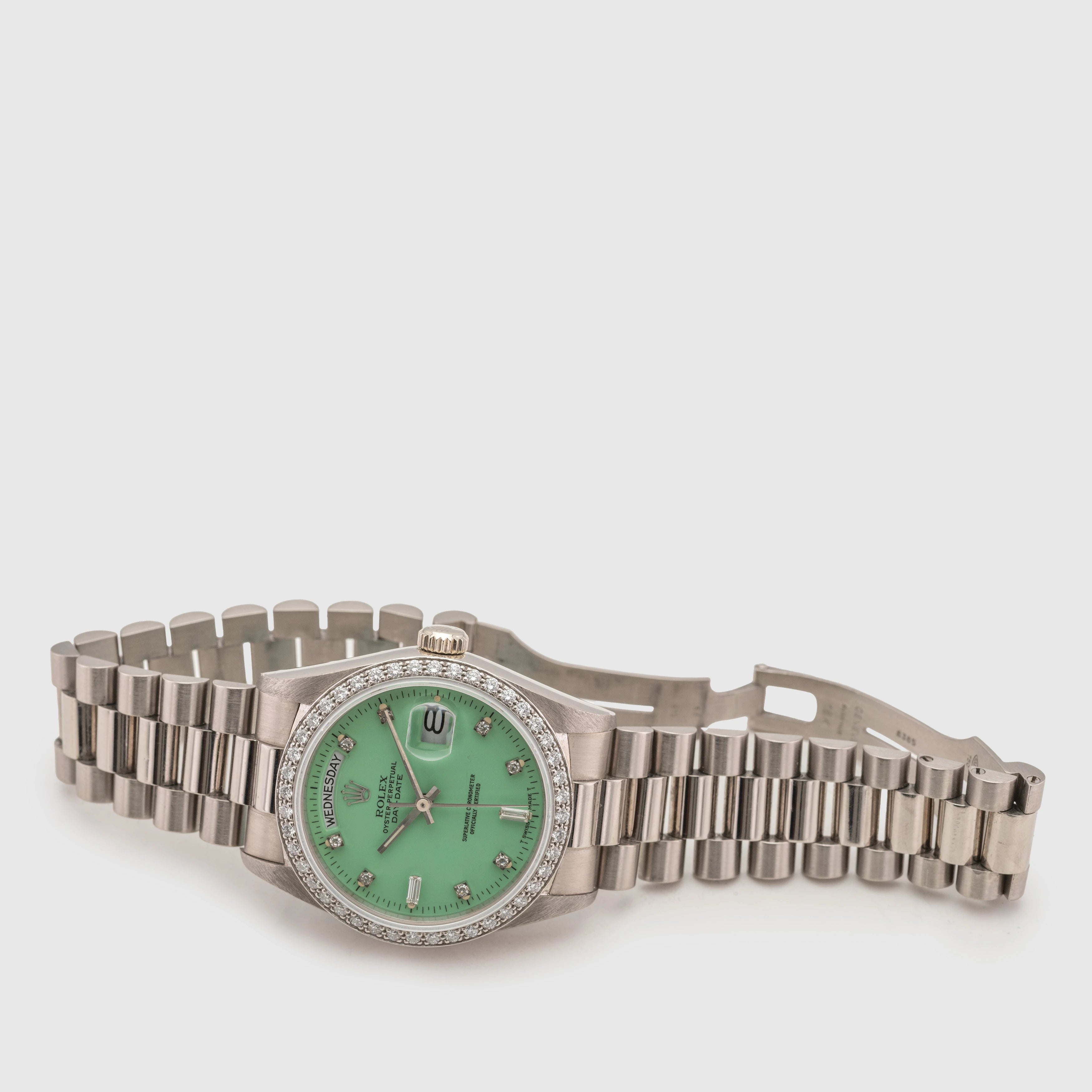 1988 Rolex Day Date Seafoam Stella Diamond Dial Ref. 18049