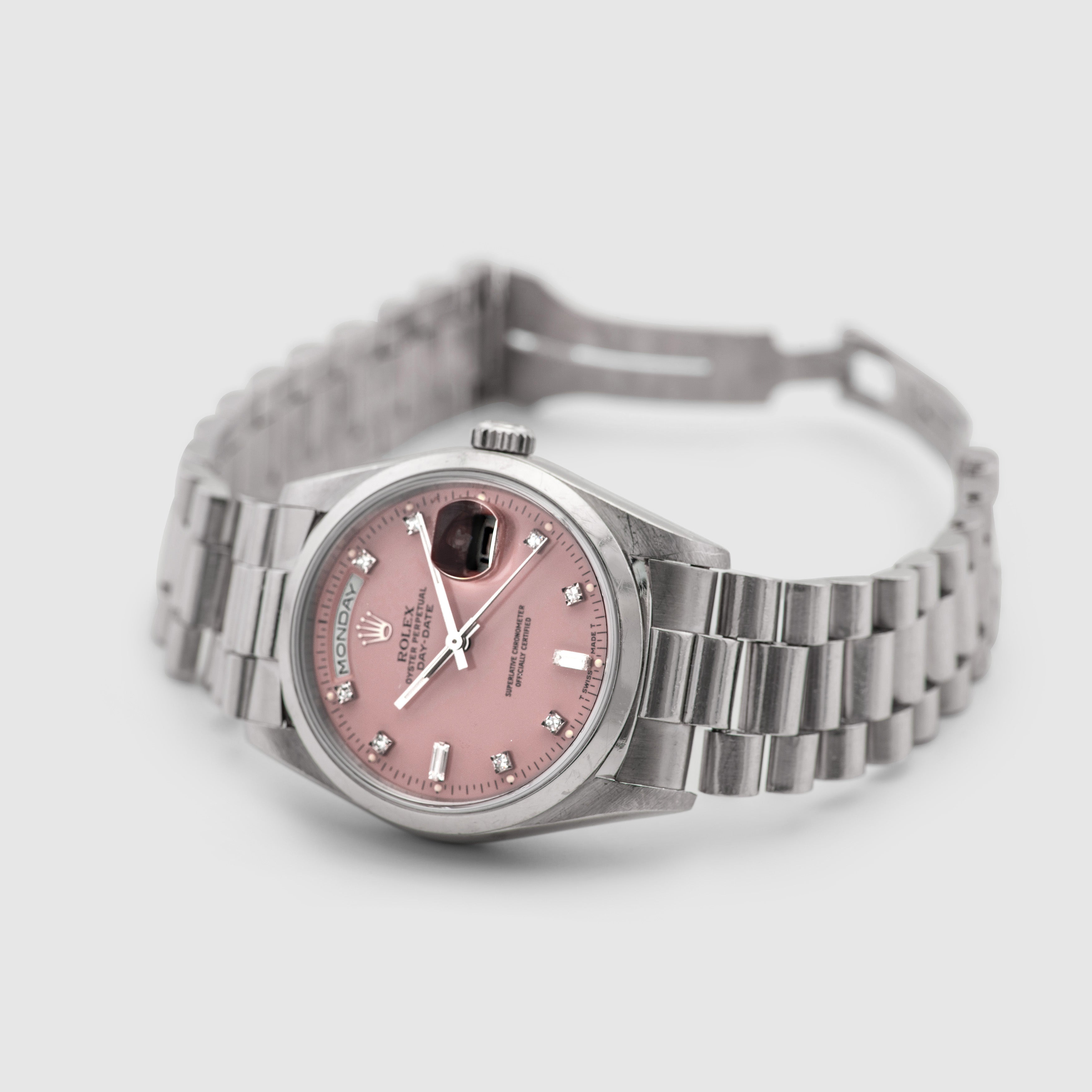 1991 Rolex Day Date Platinum Lilac Stella Diamond Dial Ref. 18206 (with Papers)