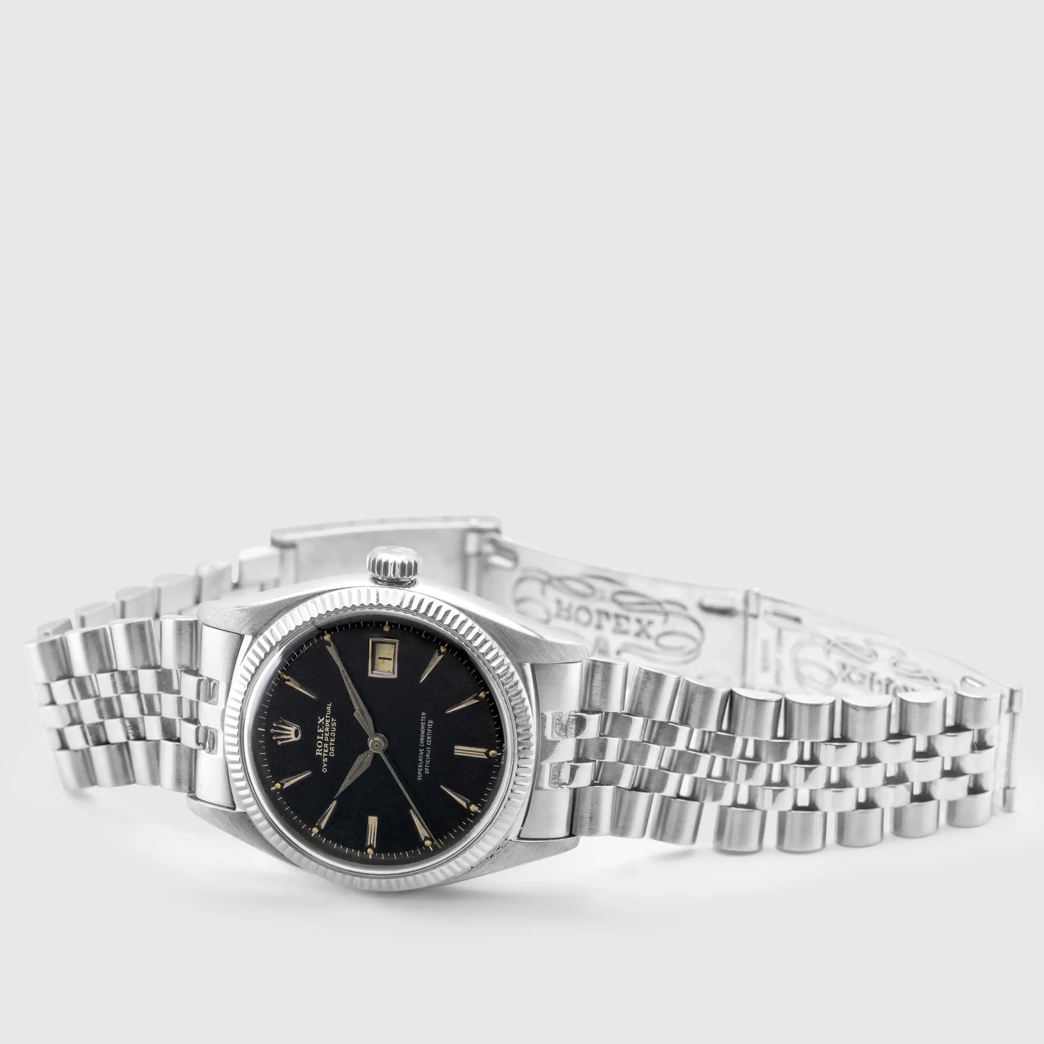 1957 Rolex Datejust White Gold Gilt Dial Rare Big Logo Jubilee Bracelet Ref. 6605