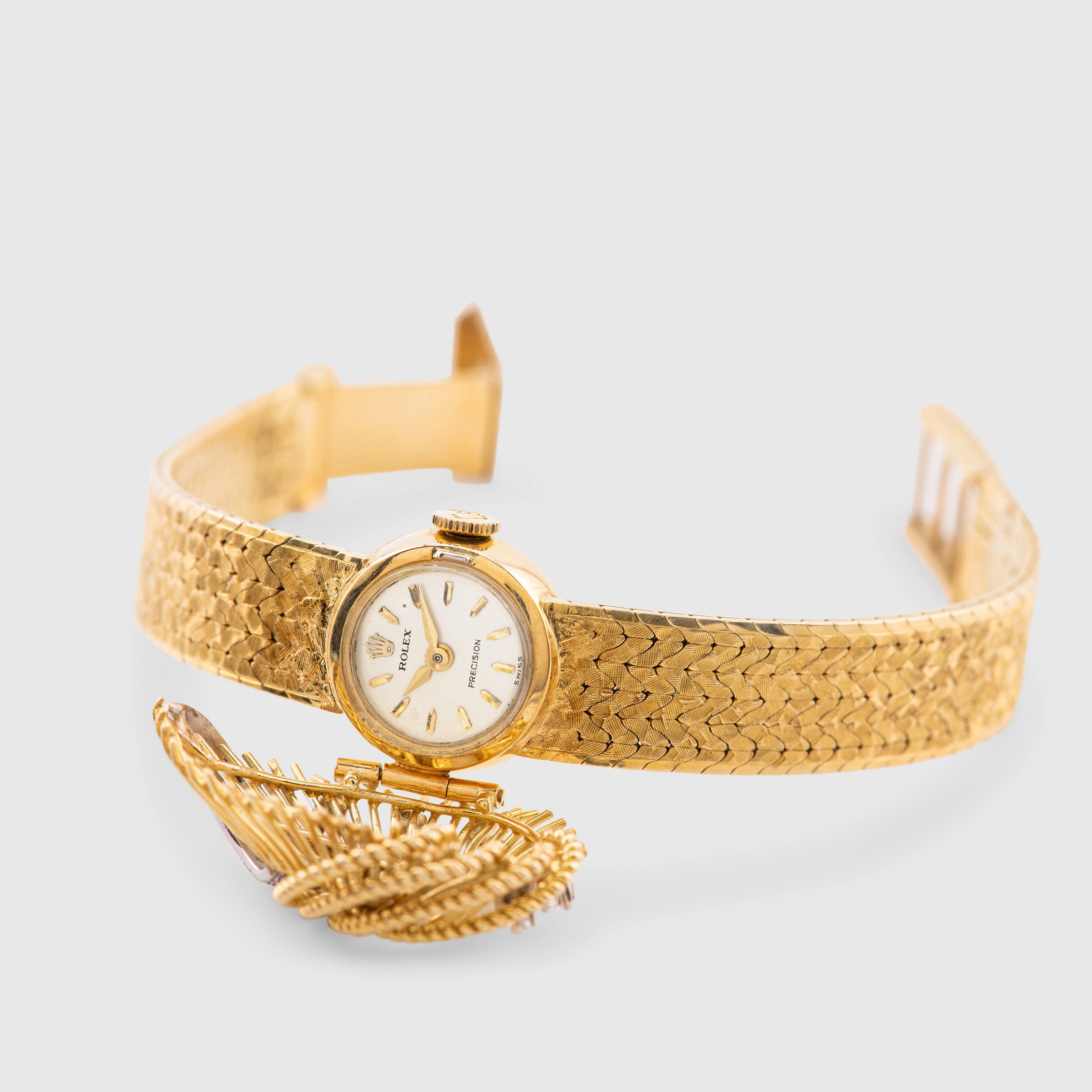 1970's Rolex Precision Ladies Cocktail 18k YG with diamonds