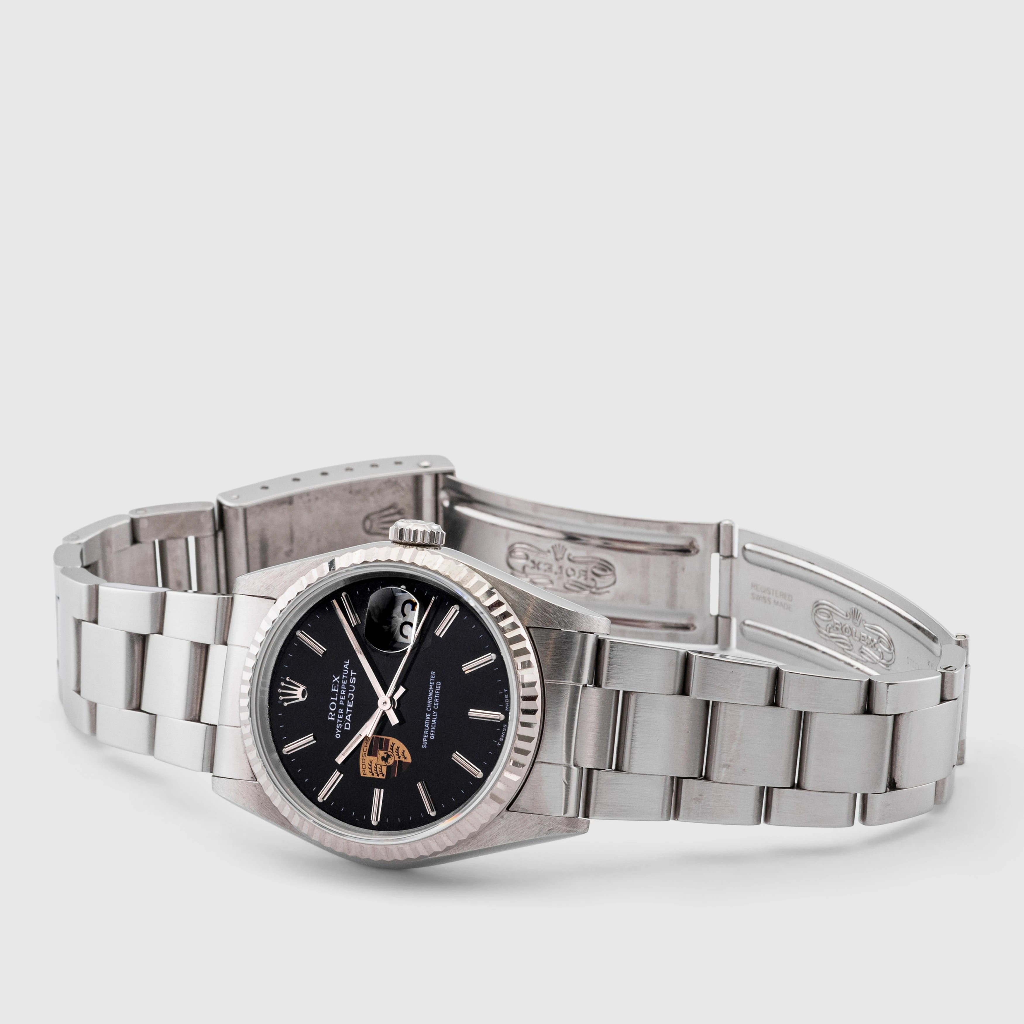 Rolex Datejust Porsche logo with Enamel case back Ref. 16234 (with Papers)