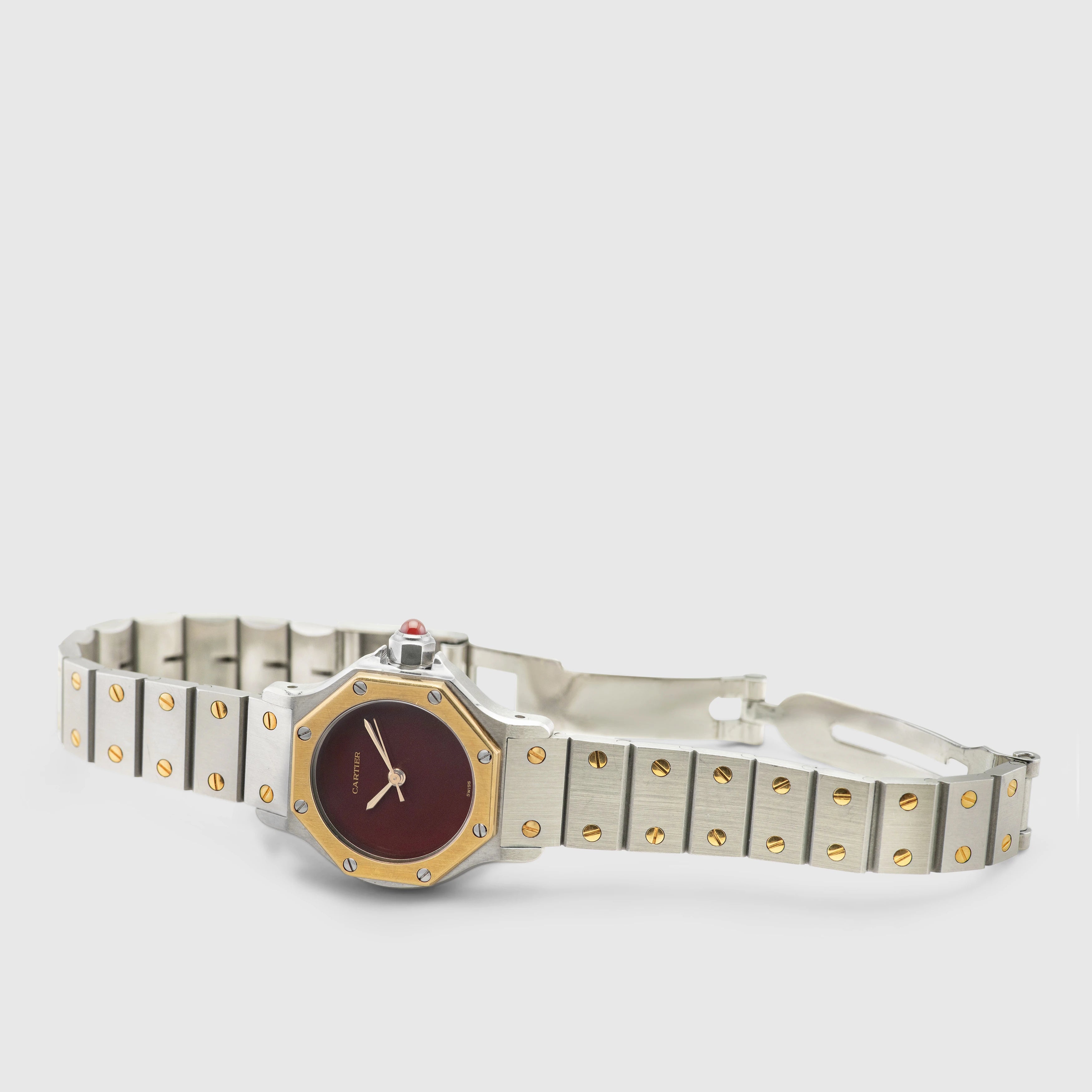 1990's Cartier Santos Octo St/G Burgundy Dial Ref. 907 (with Box & Warranty Booklet)