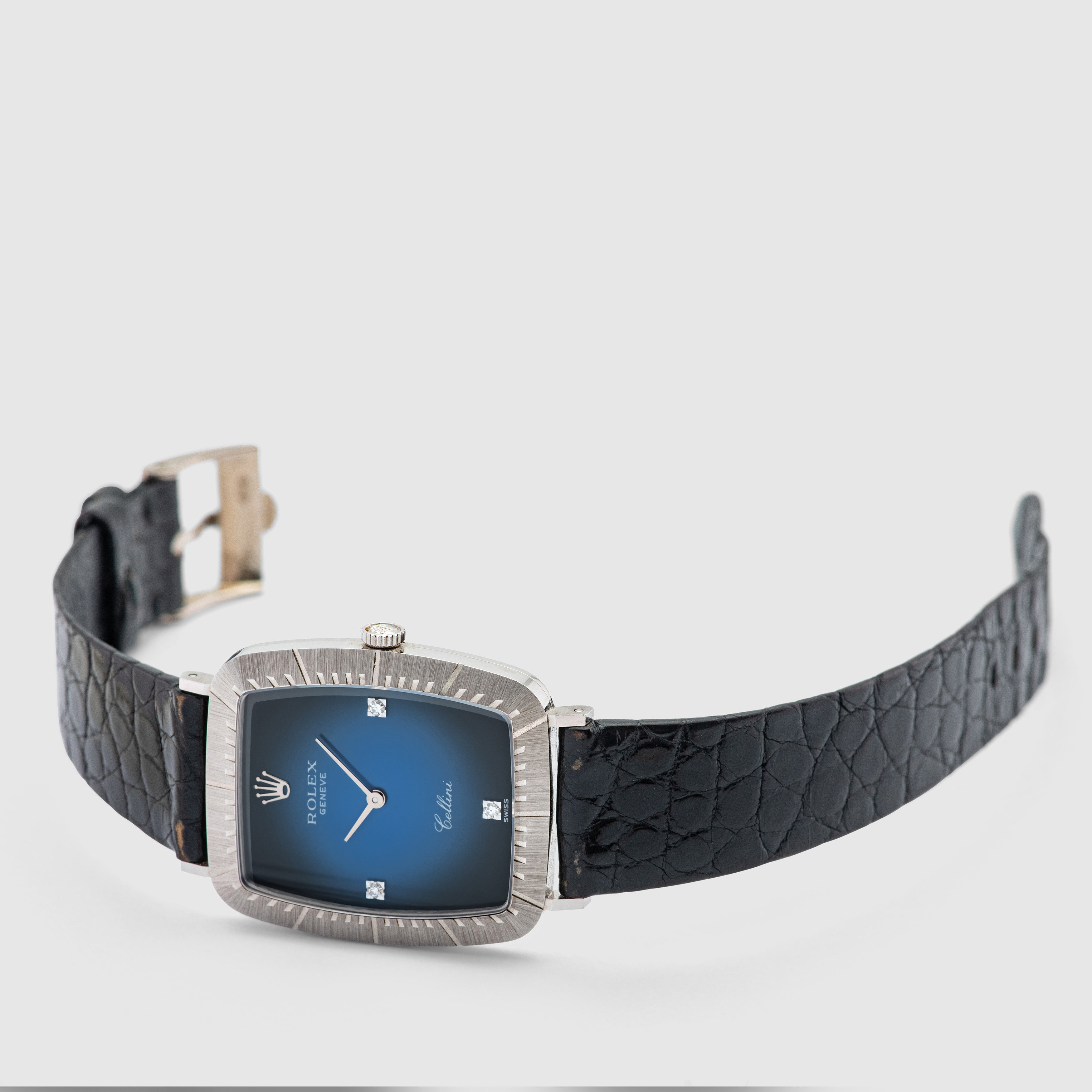 1981 Rolex Cellini Blue Vignette Dial White Gold Ref. 4087/9 (with Papers)