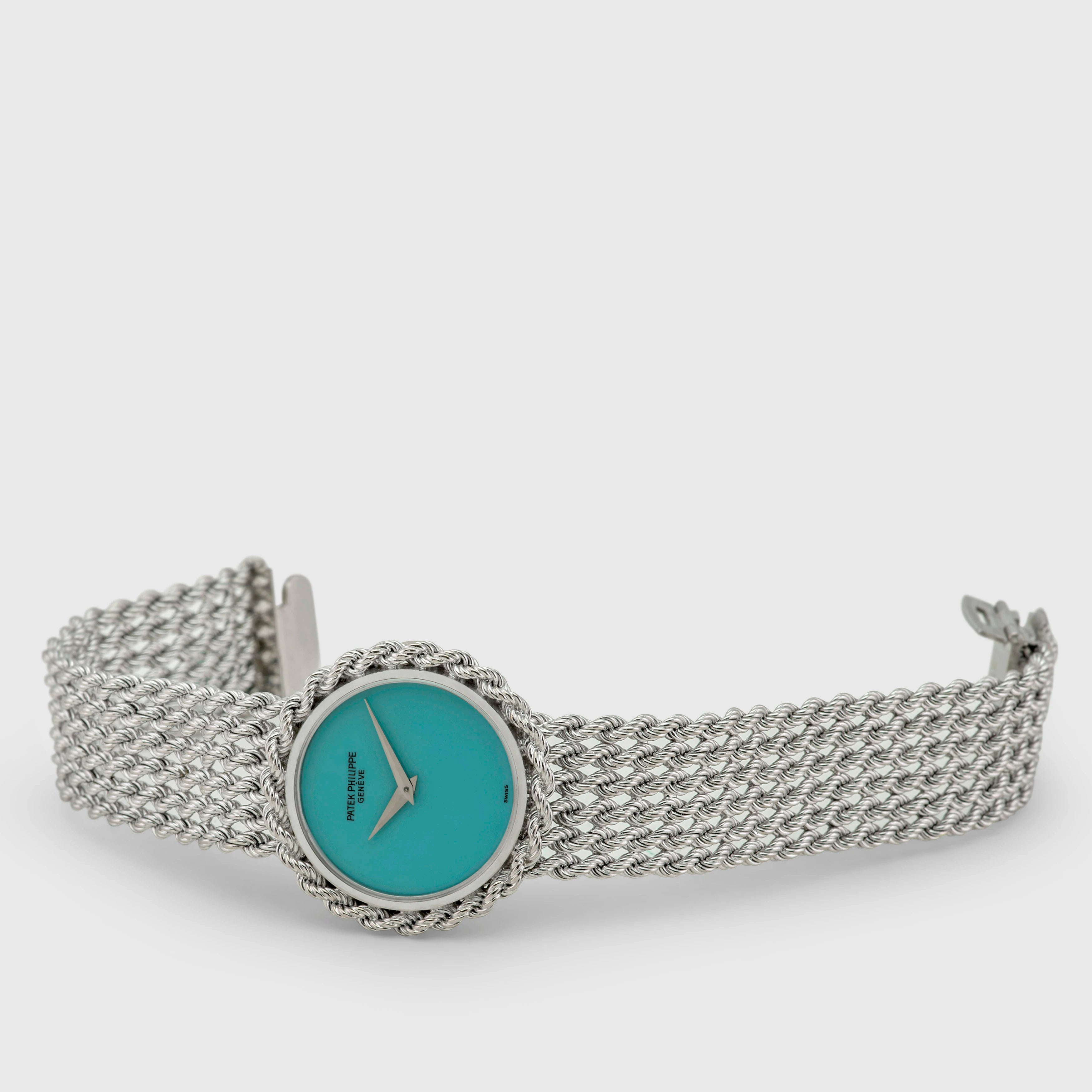 1977 Patek Philippe Lady Dress Watch White Gold Turquoise Stone Dial Ref. 4282