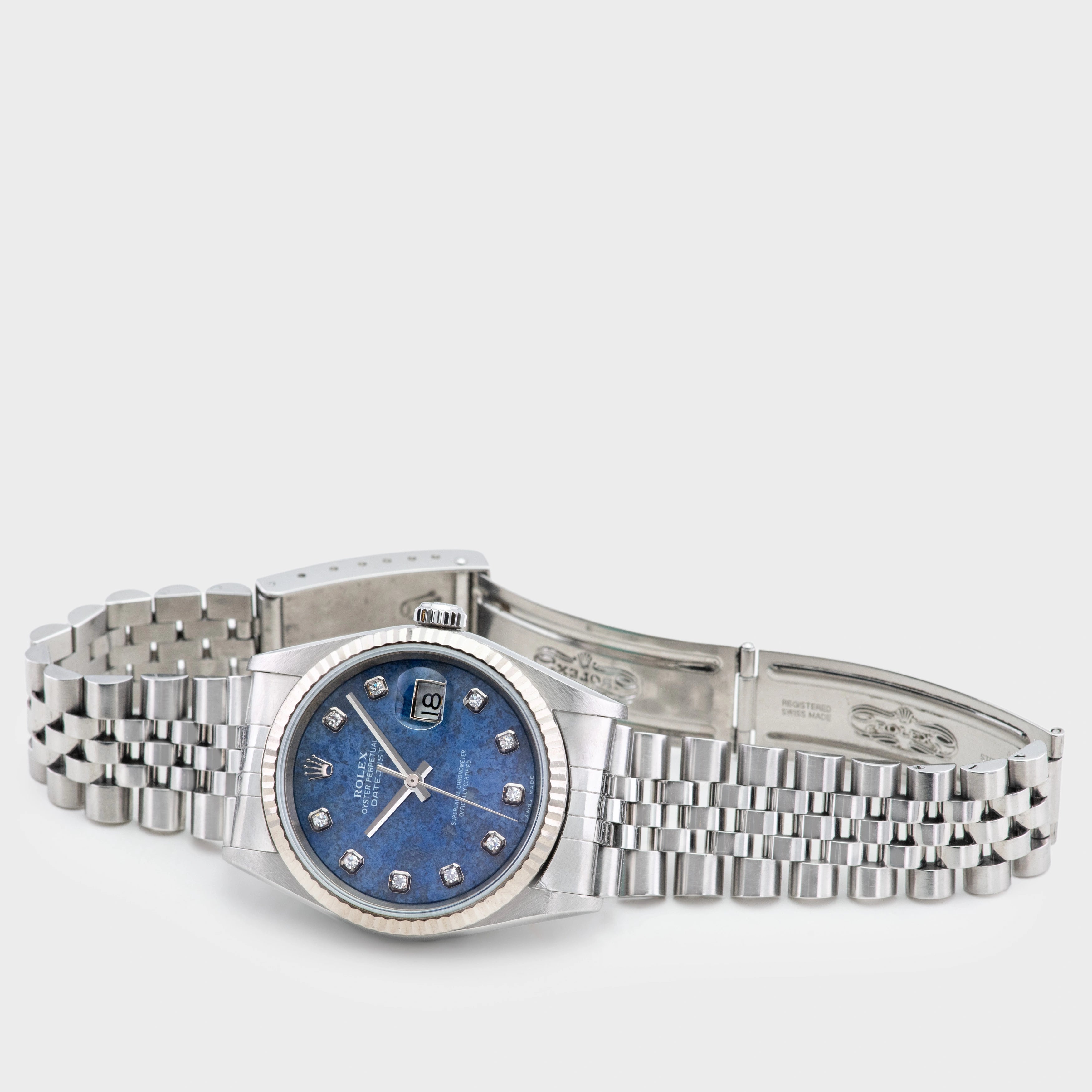 2000 Rolex Datejust Sodalite Diamond Dial St/WG Ref. 16234 (with Papers)