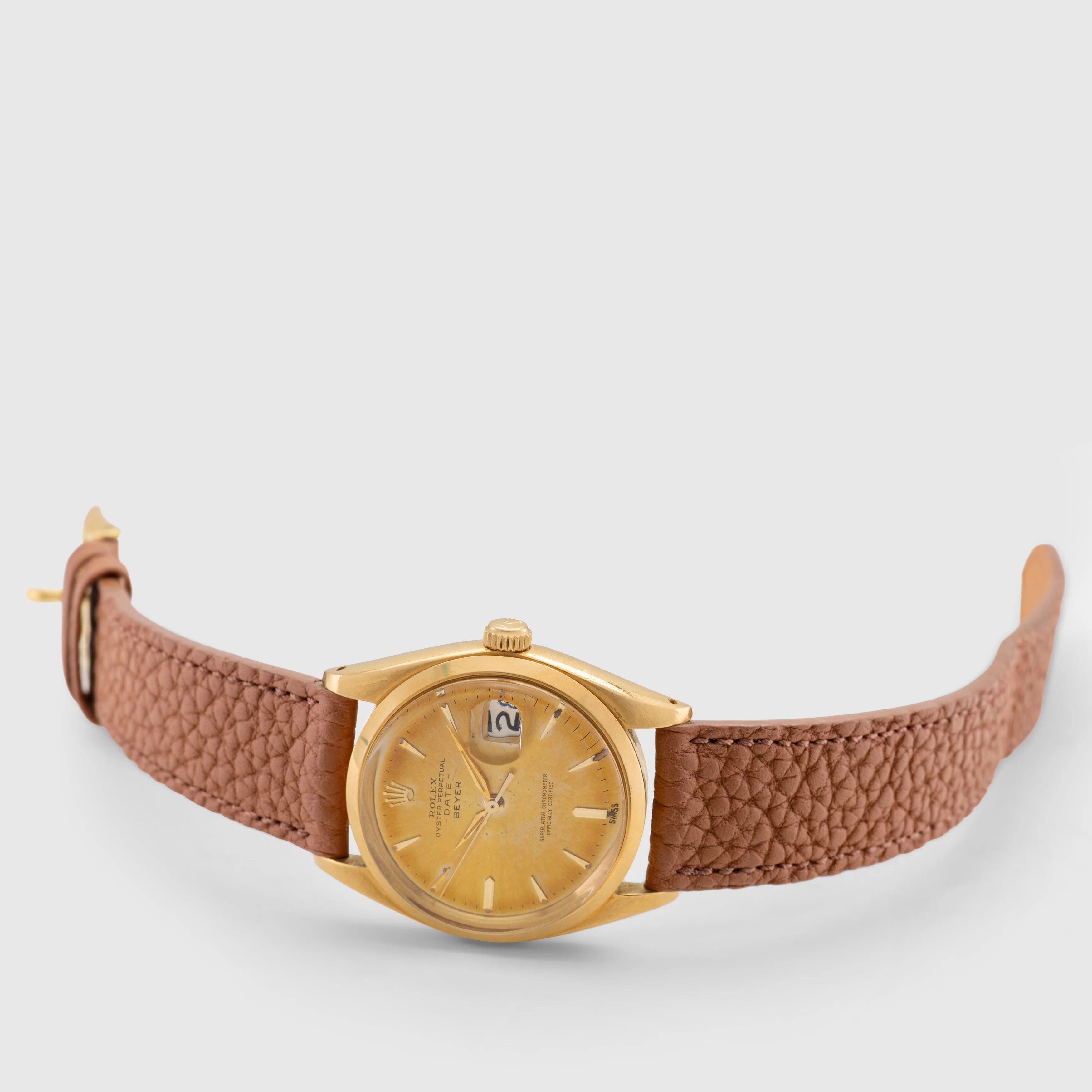 1962 Rolex Oyster Perpetual Date 18K Tropical Dial 'Beyer' Double Signed Ref. 1500