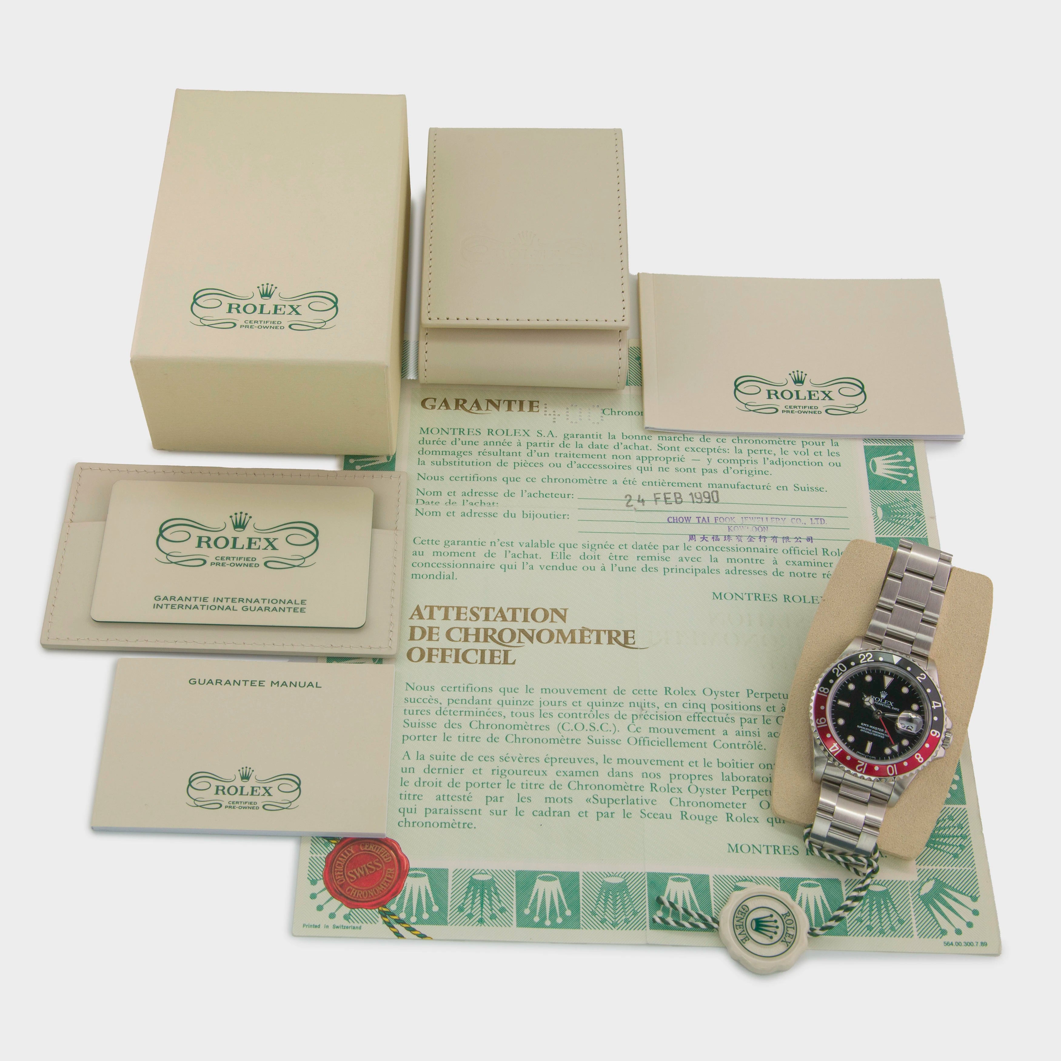 1989 Rolex GMT Master II 'Coke' Ref. 16710 (with Orig. Papers & CPO Warranty)
