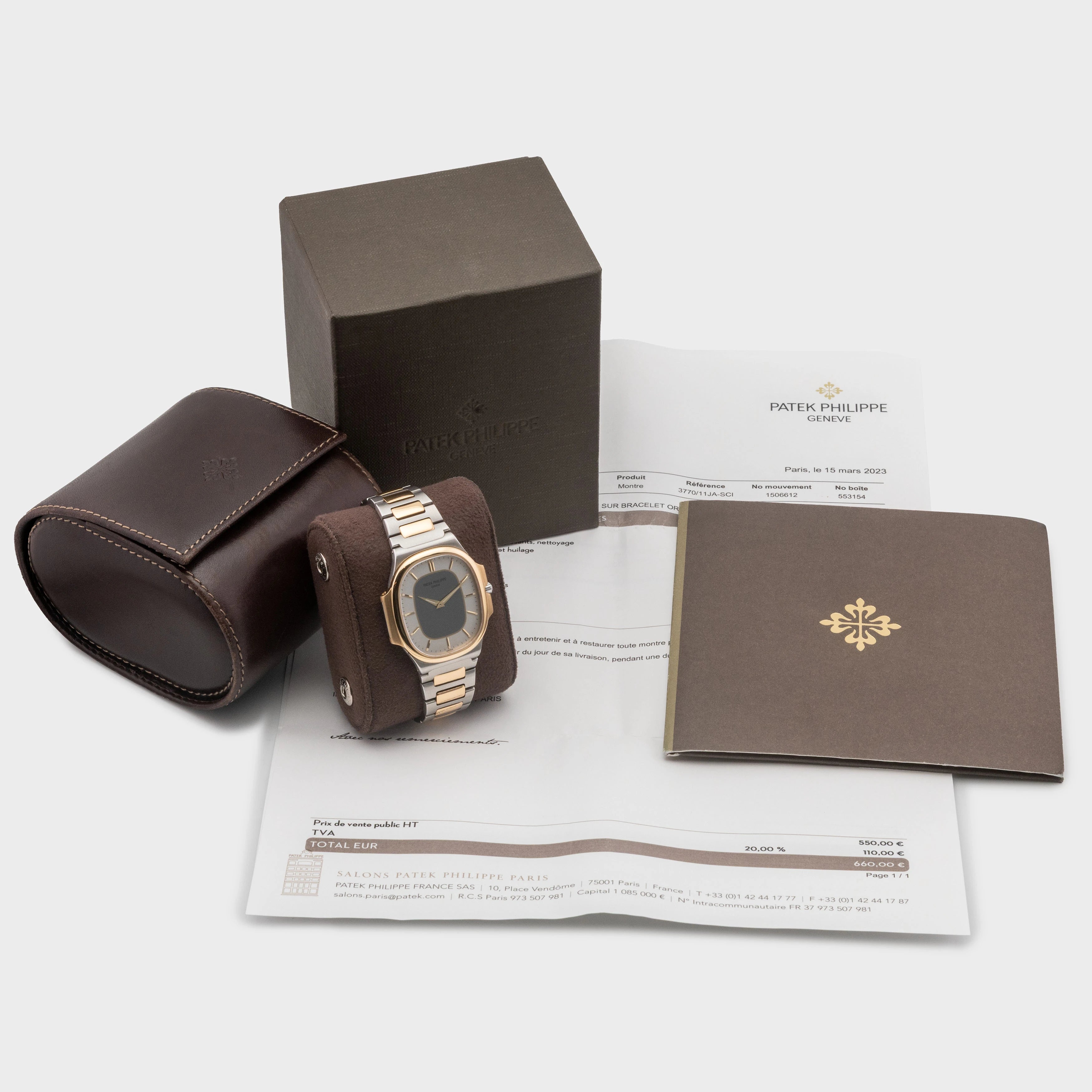 1981/1982 Patek Philippe Nautellipse St/G Ref. 3770/011 (Service Paper & Pouch)