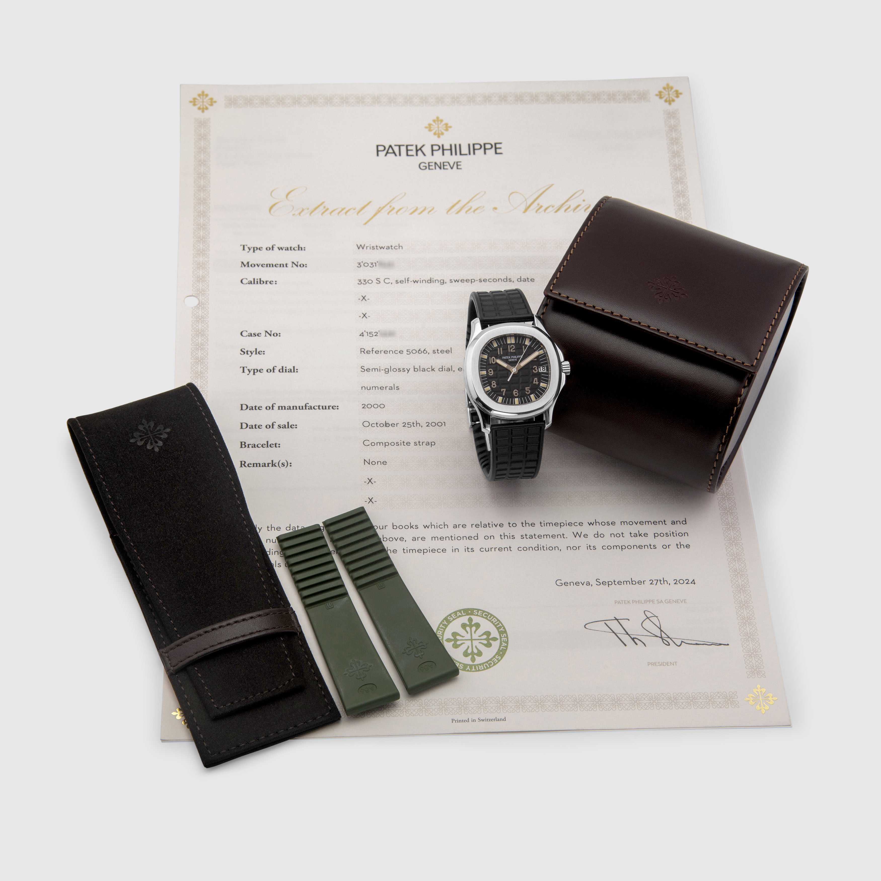 2000 Patek Philippe Aquanaut Ref. 5066 (with Extract from Archives)