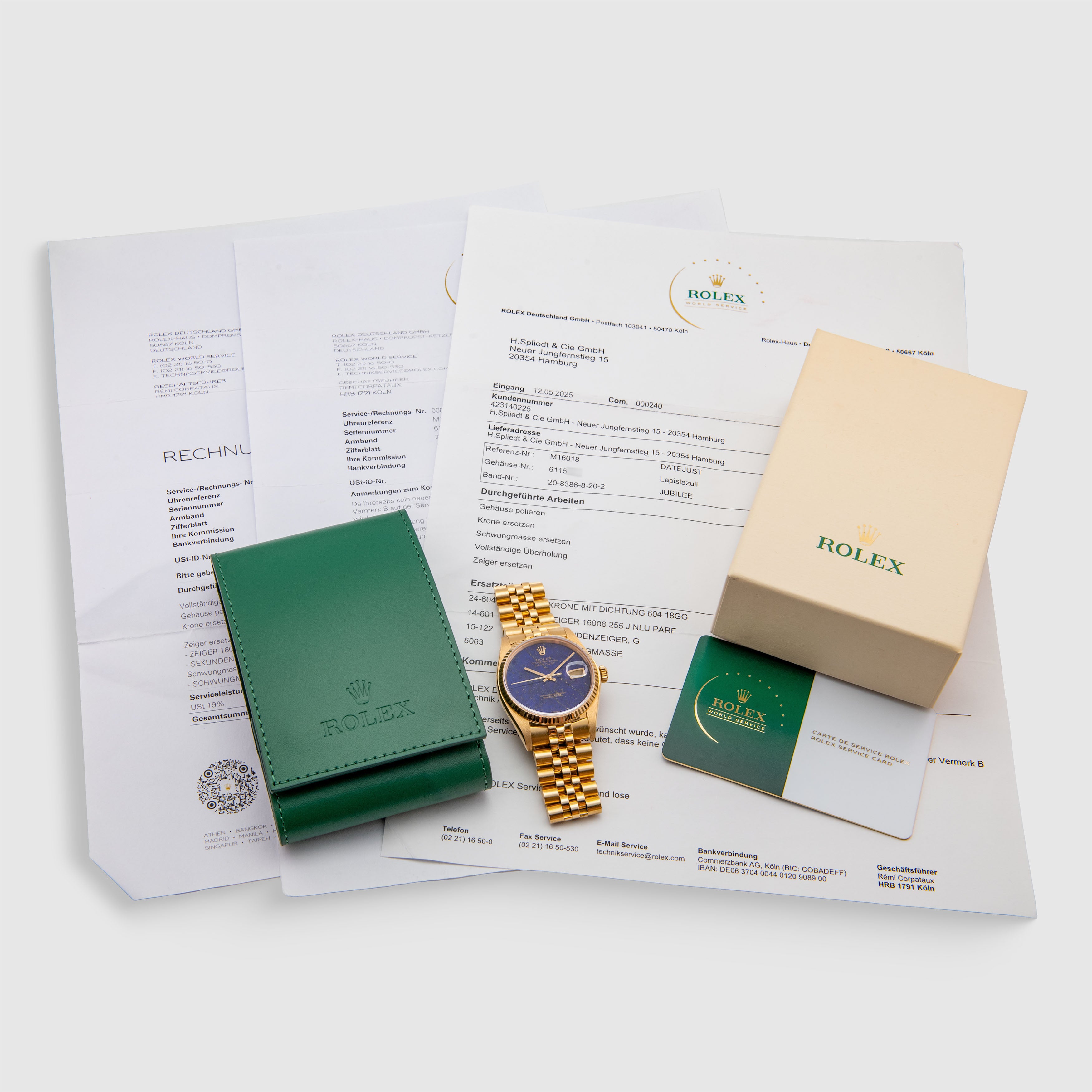 1979 Rolex Datejust 18K Yellow Gold Lapis Dial Ref. 16018 (with RSC Card & Pouch)