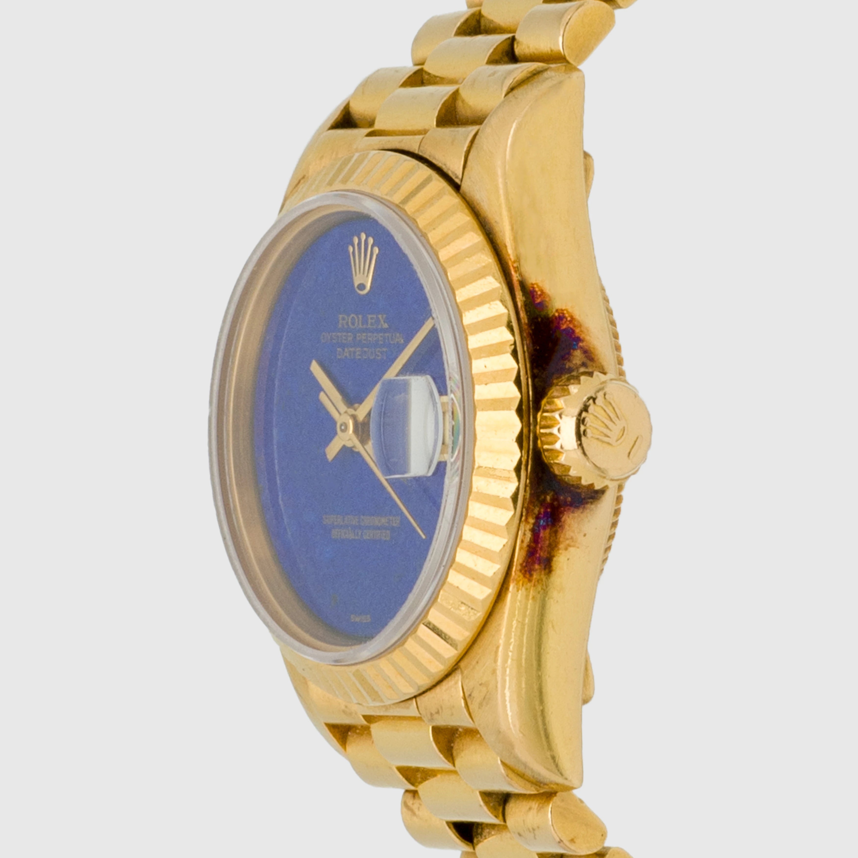 1987 Rolex Lady Datejust 18k YG Lapis Dial Ref. 69178 (Full Set)