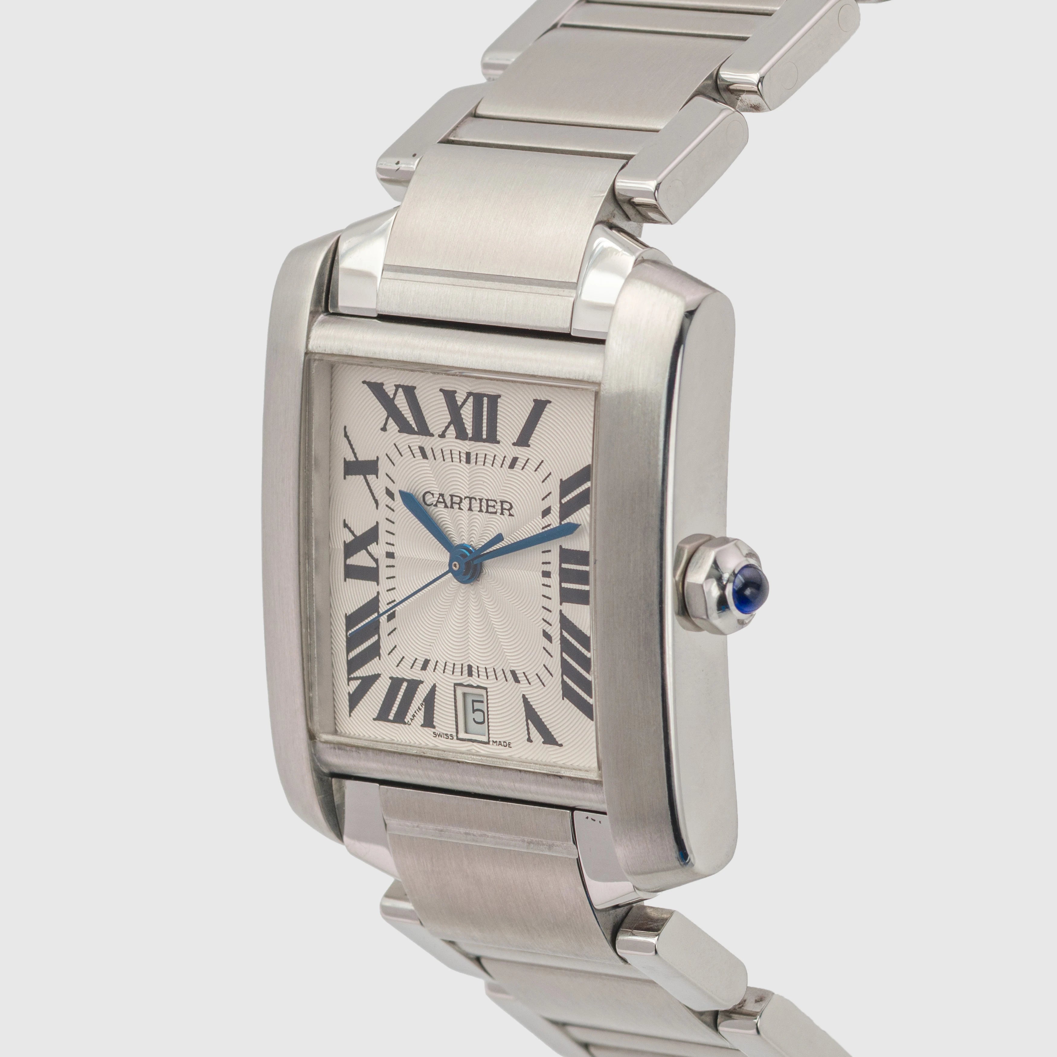 2000 Cartier Tank Francaise Large White Roman Dial Ref. 2302 (Box & Papers)