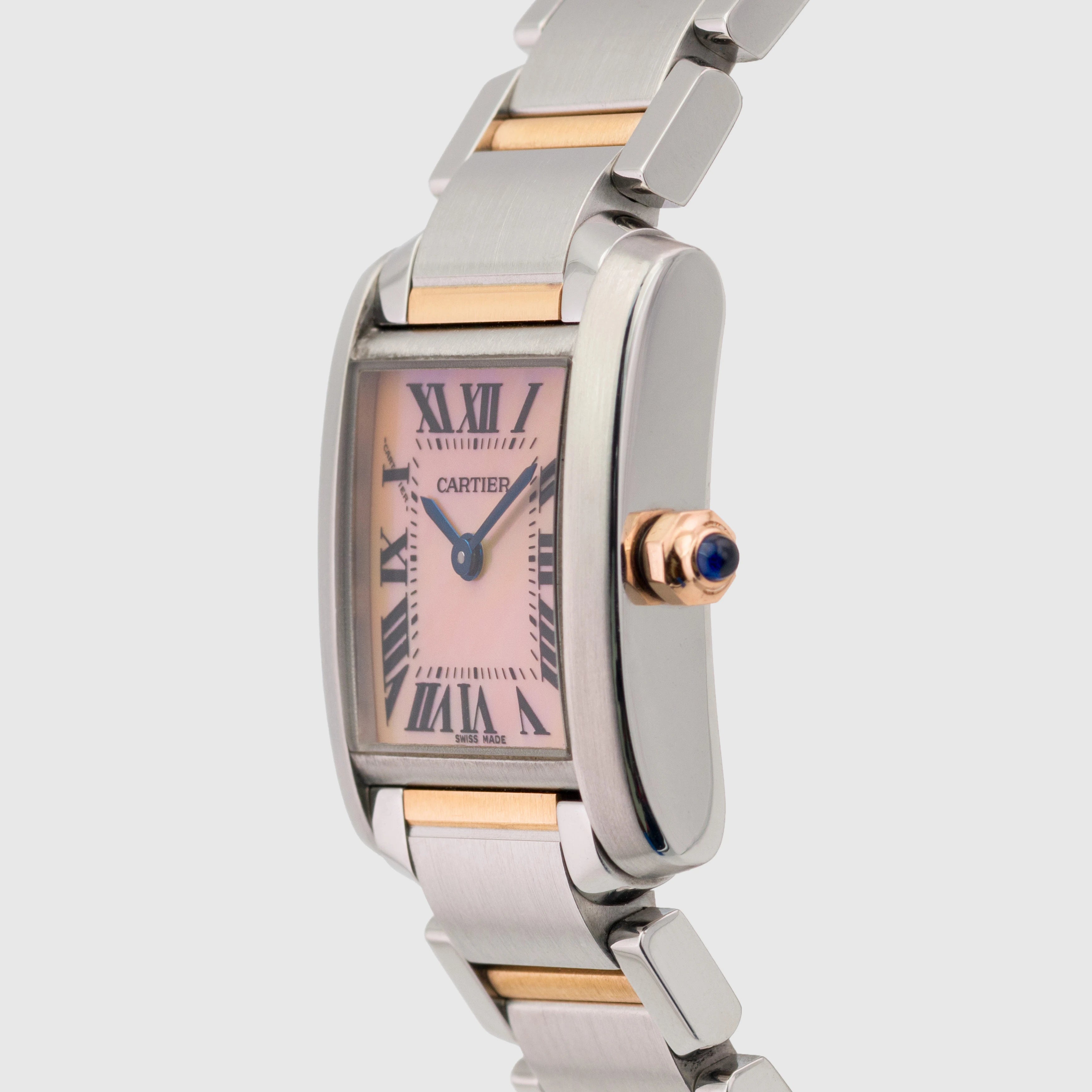1990's Cartier Tank Francaise Small Two Tone Pink MOP Ref. 2384