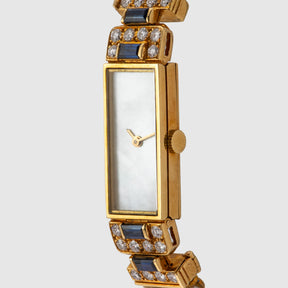 1980's Van Cleef Arpels 18K Mother of Pearl Ref. VC750 (with Pearl & Lapis Bracelet and Leather Strap)