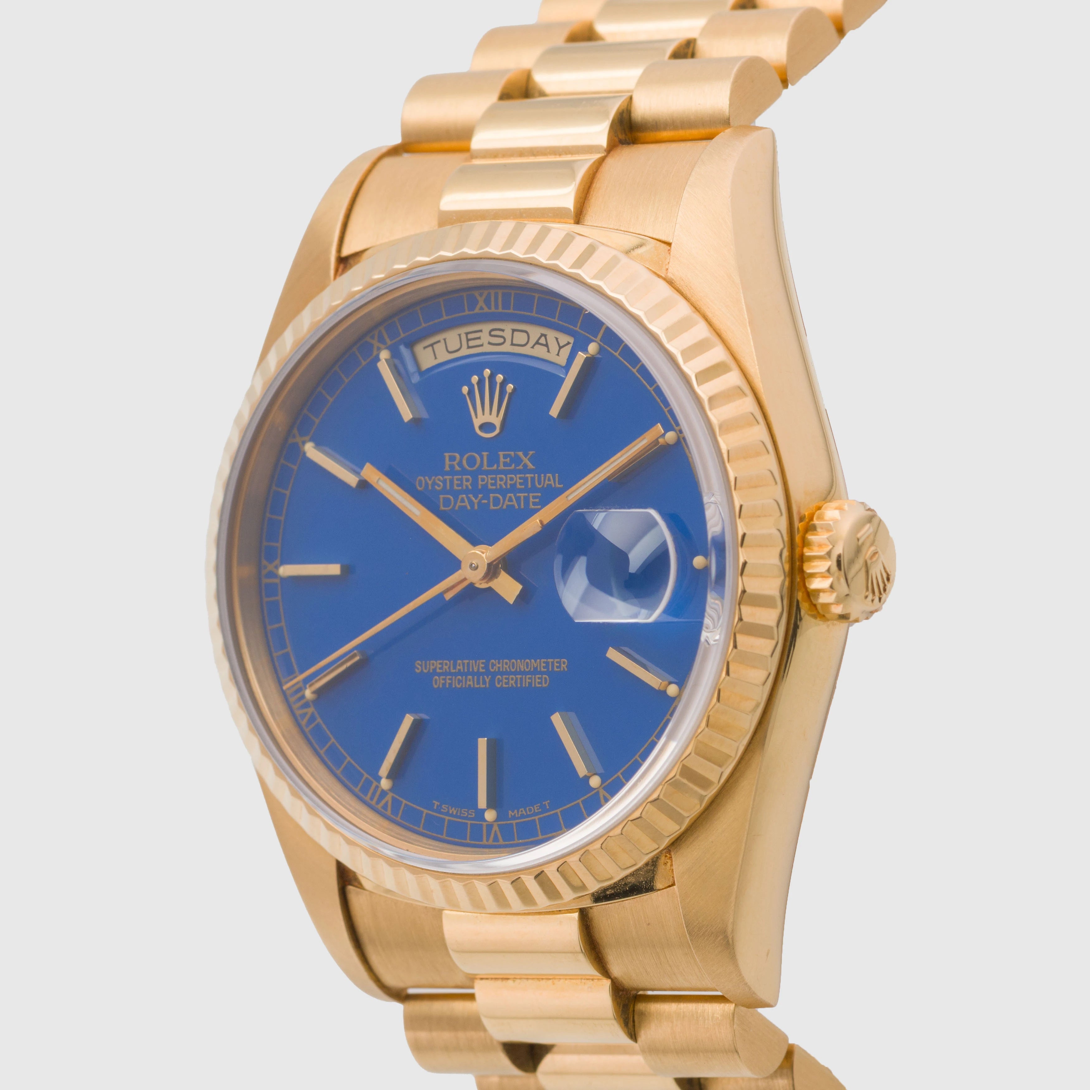 1990 Rolex Day Date Blue Stella Ref. 18238 (with papers)