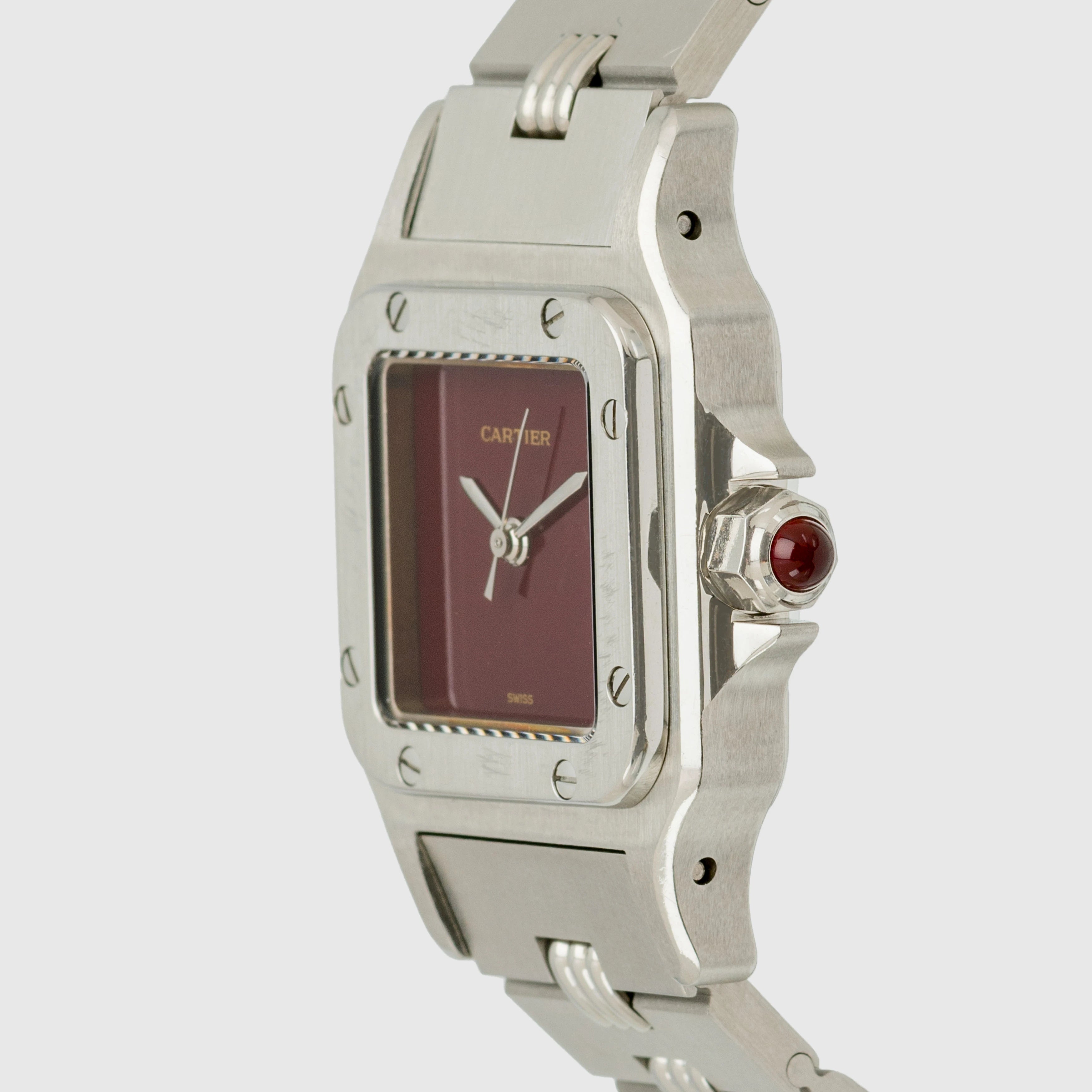 1987 Cartier Santos Galbee Burgundy Dial Ref. 0901 (Full Set)