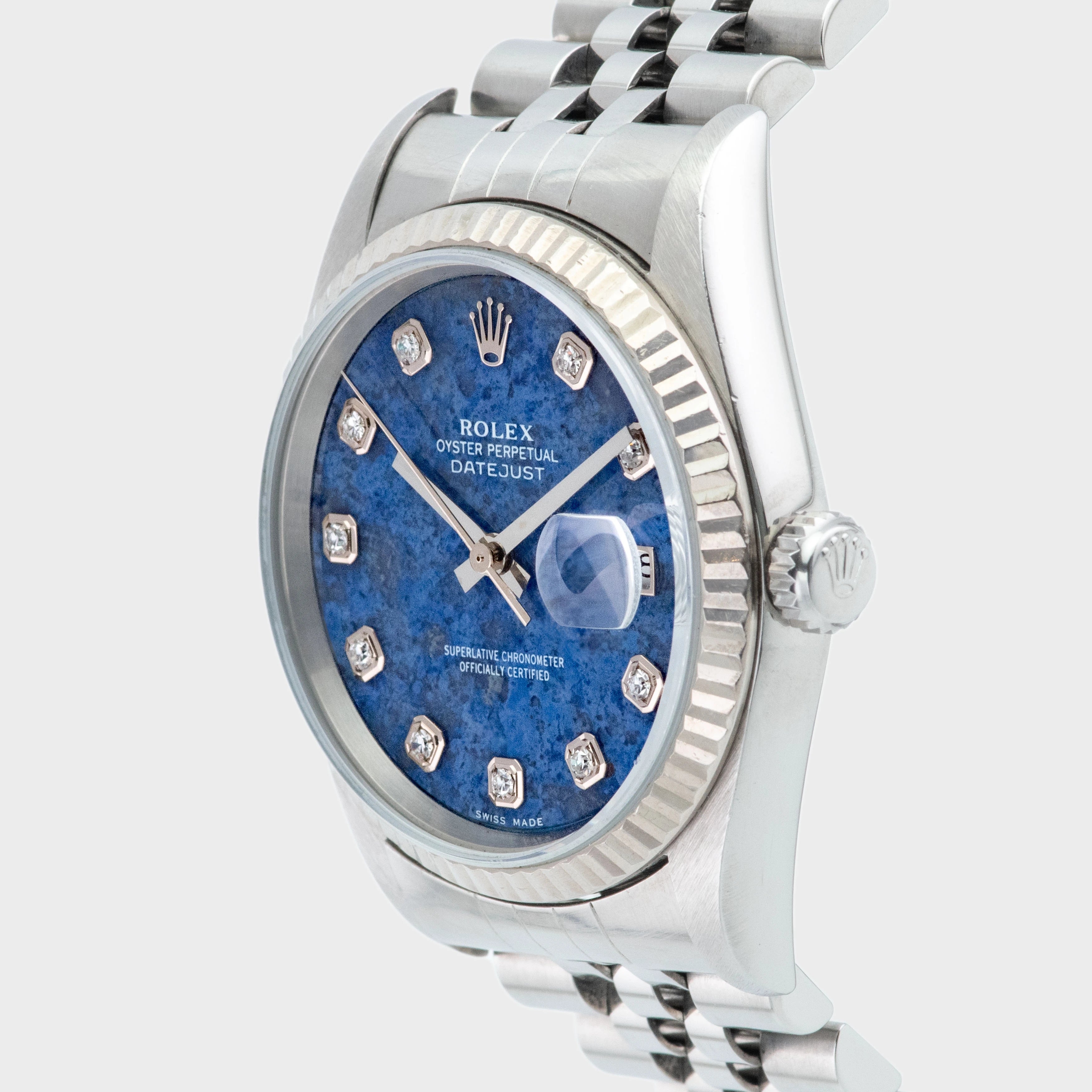 2000 Rolex Datejust Sodalite Diamond Dial St/WG Ref. 16234 (with Papers)