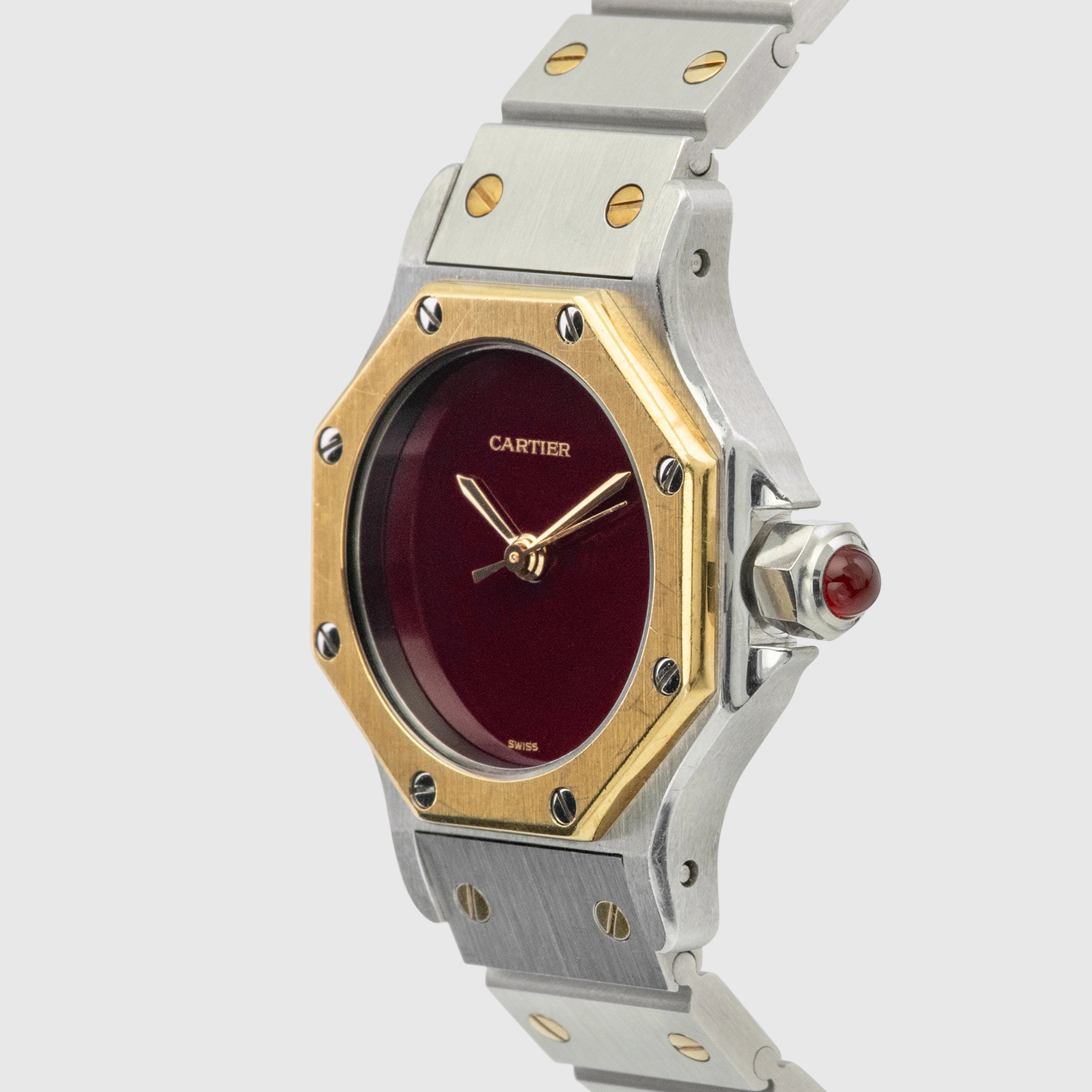 1990's Cartier Santos Octo St/G Burgundy Dial Ref. 907 (with Box & Warranty Booklet)