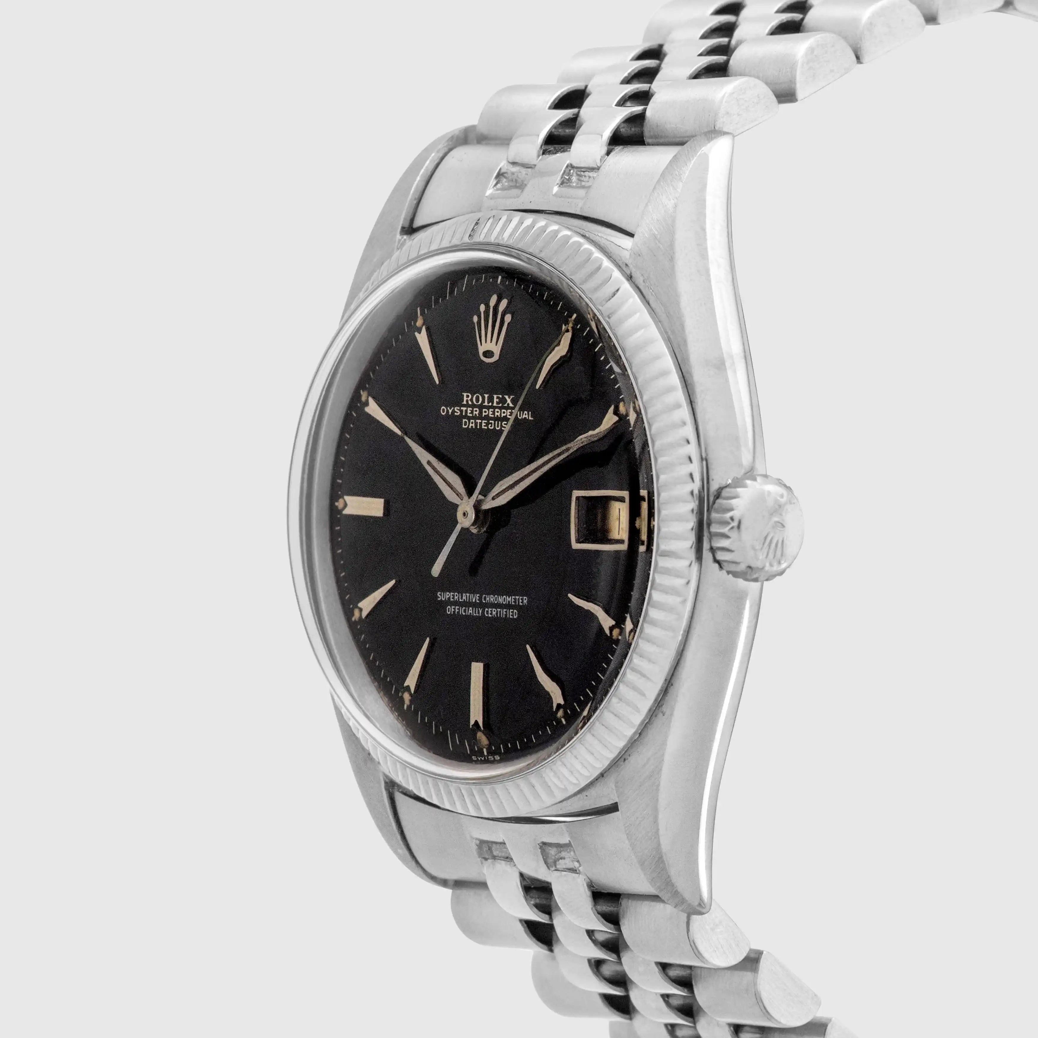 1957 Rolex Datejust White Gold Gilt Dial Rare Big Logo Jubilee Bracelet Ref. 6605