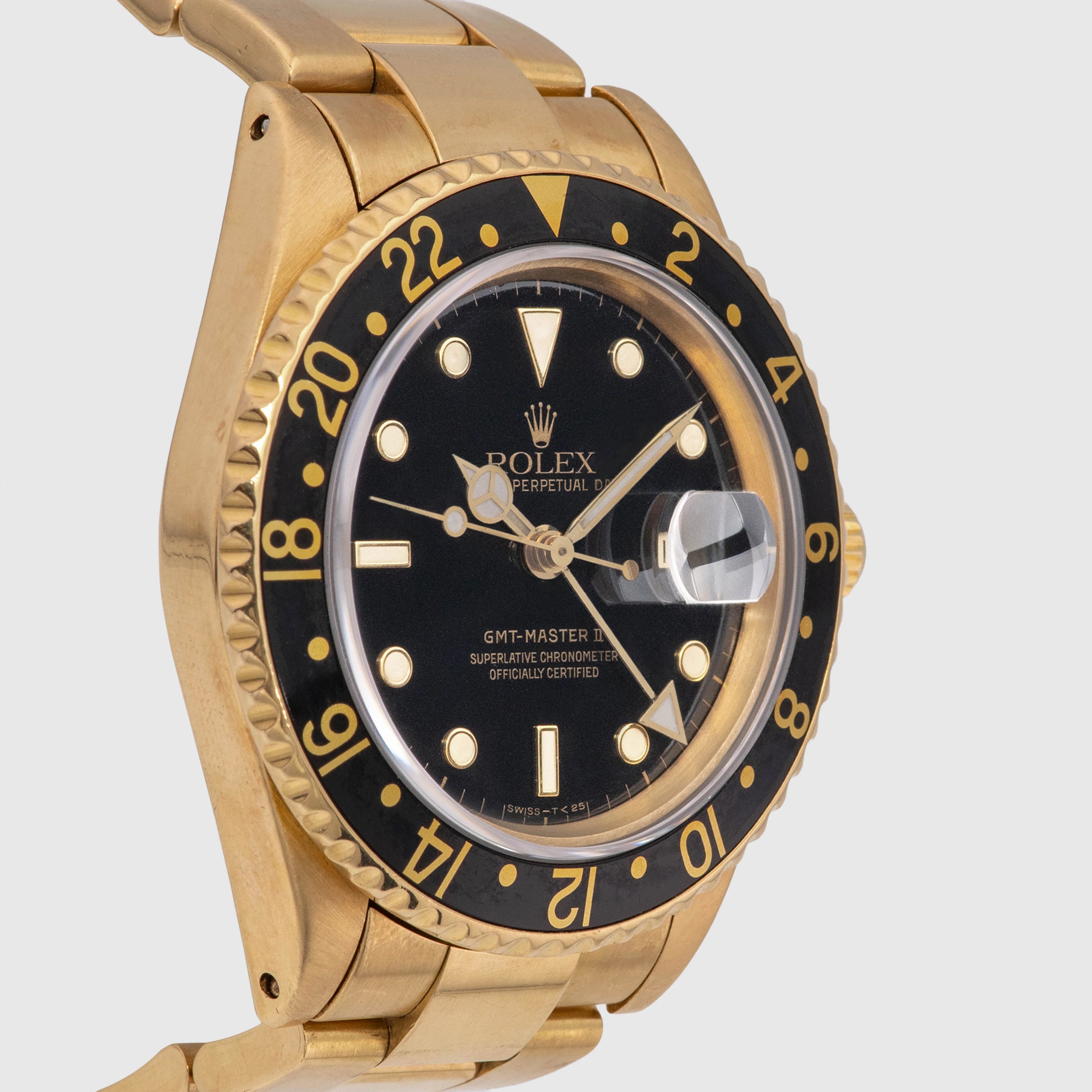 1990 Rolex GMT Master II Yellow Gold Black Dial Ref. 16718 (Box & Booklets)