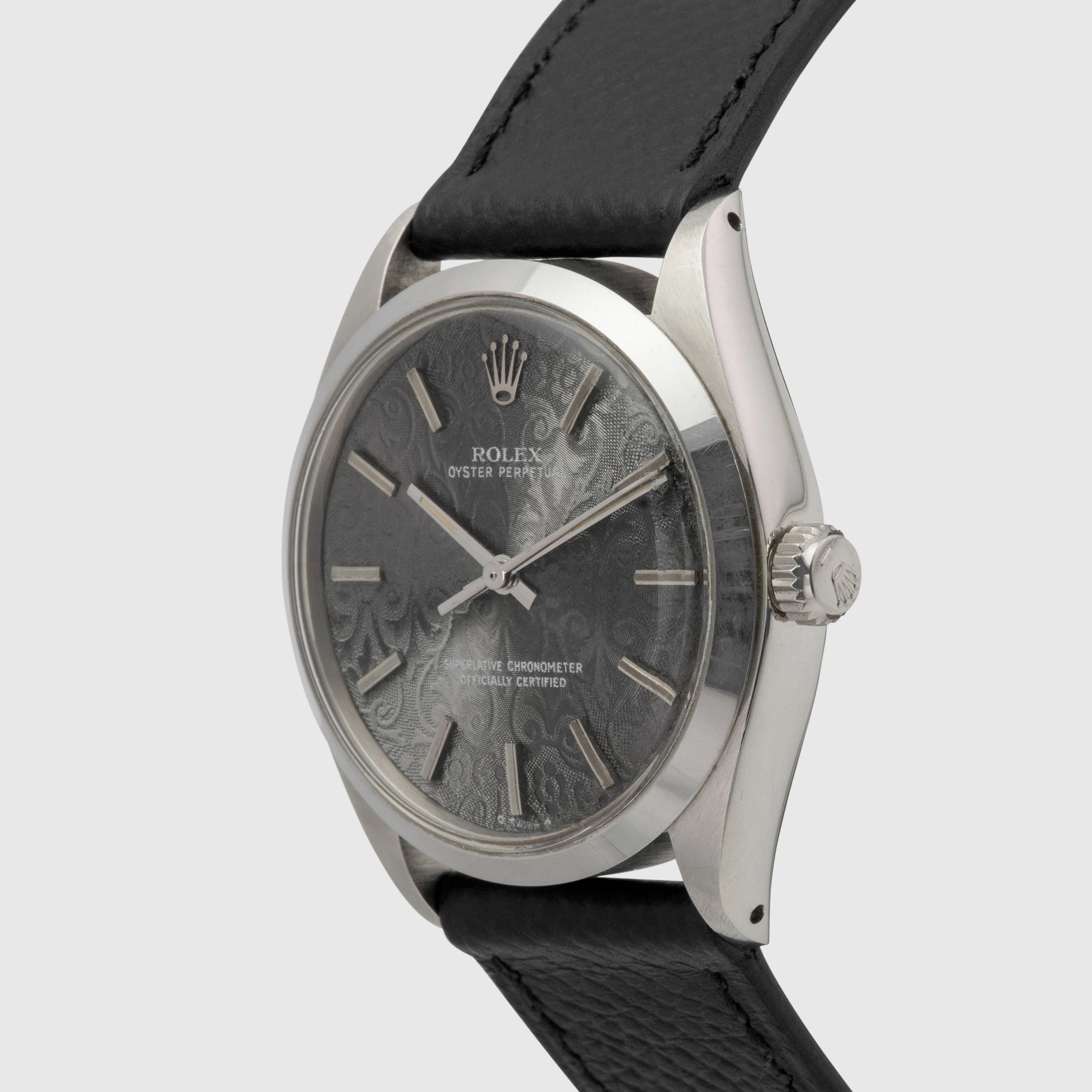 1981 Rolex Oyster Perpetual Rose Engine Guilloche Grey Dial Ref. 1002