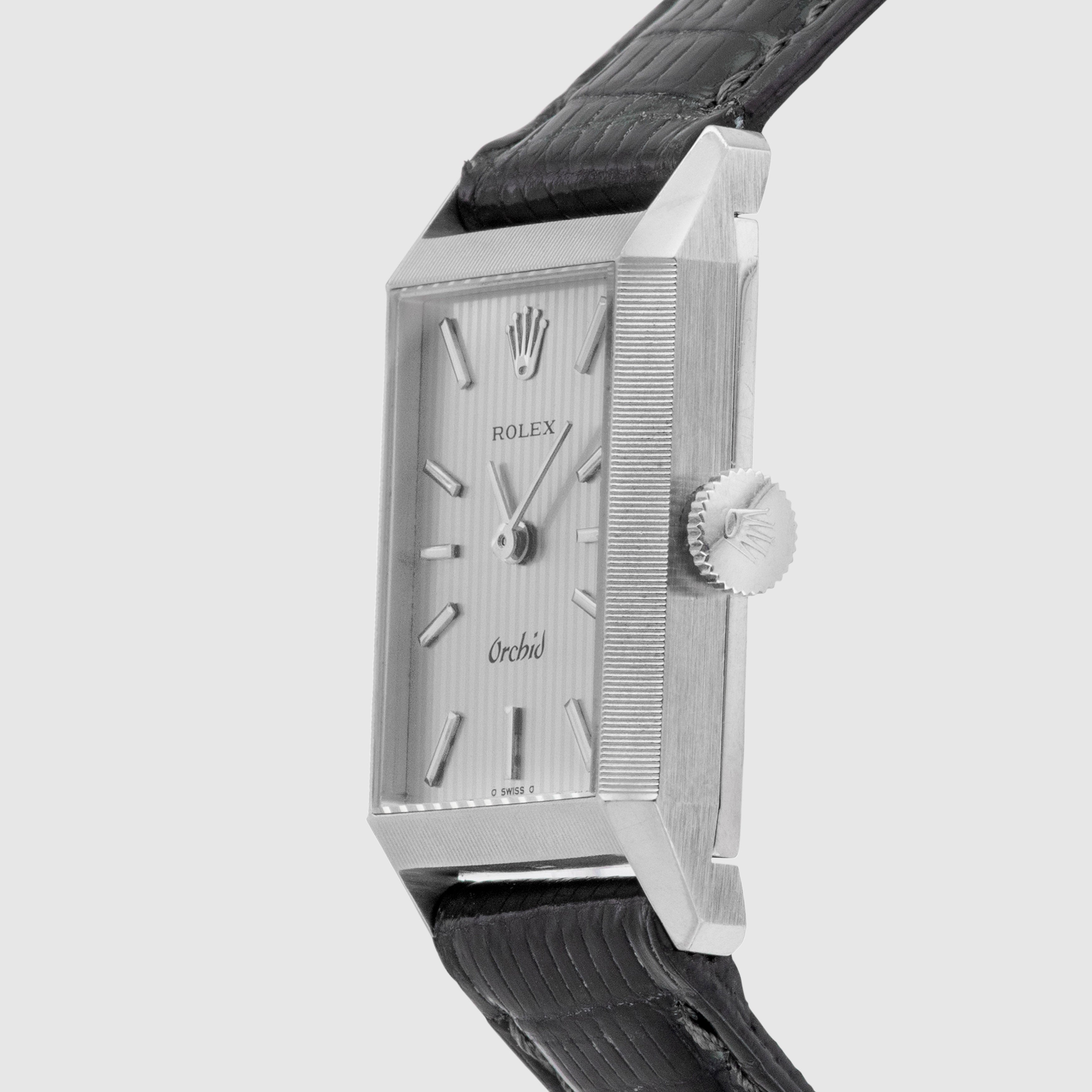 1975 Rolex Orchid 18K White Gold Grey Tapestry Dial Ref. 2677