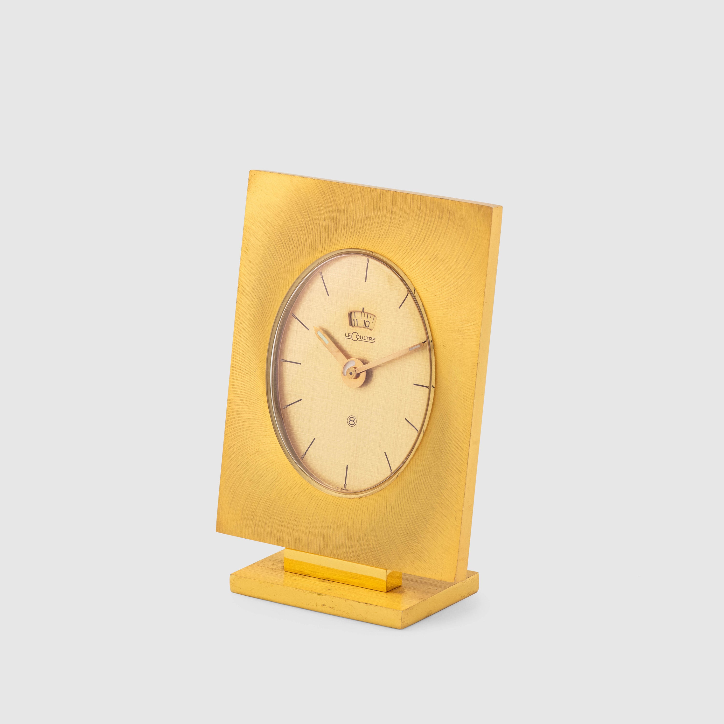 Lecoultre Mini Rectangular Table clock in Brass
