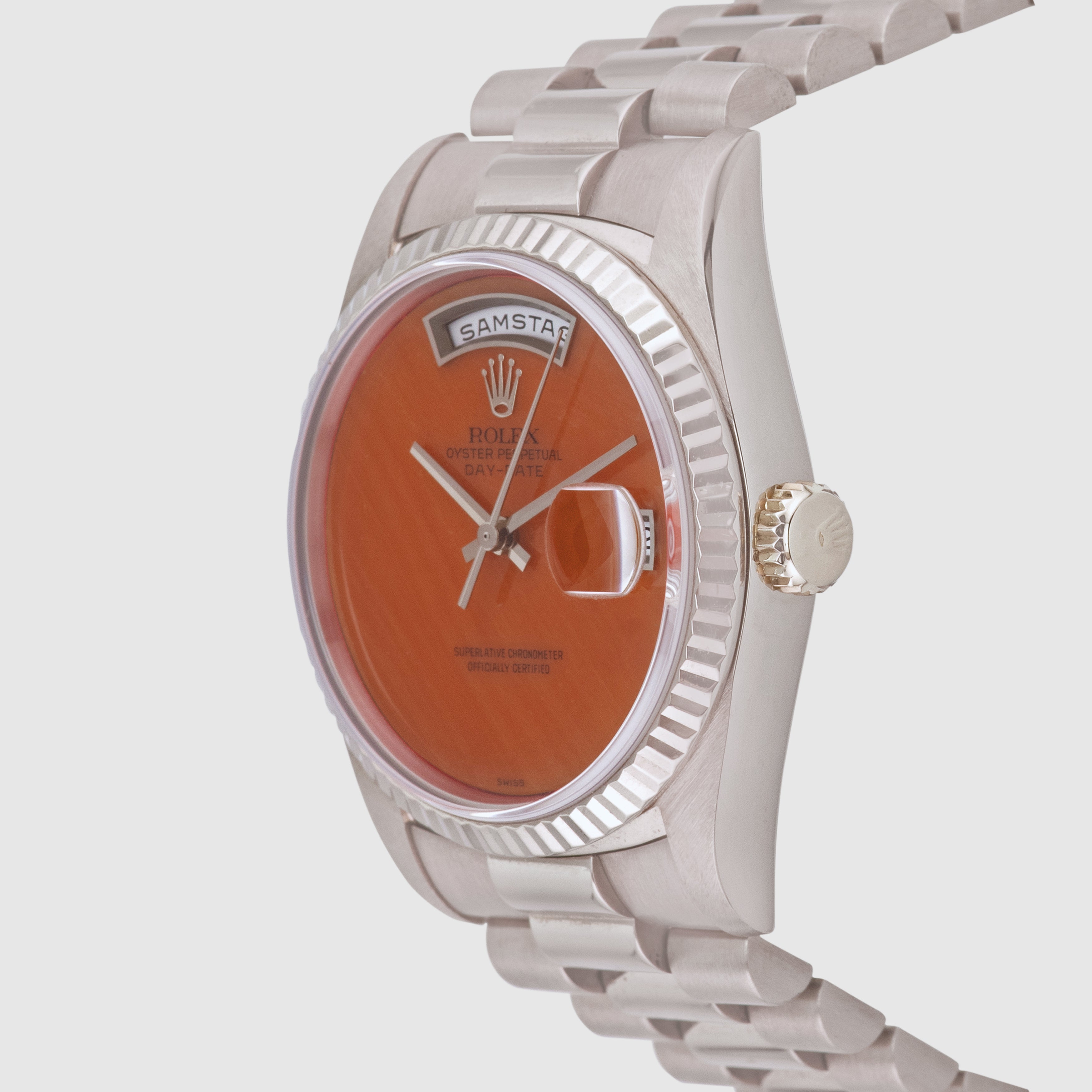 1995 Rolex Day Date White Gold Coral Ref. 18239