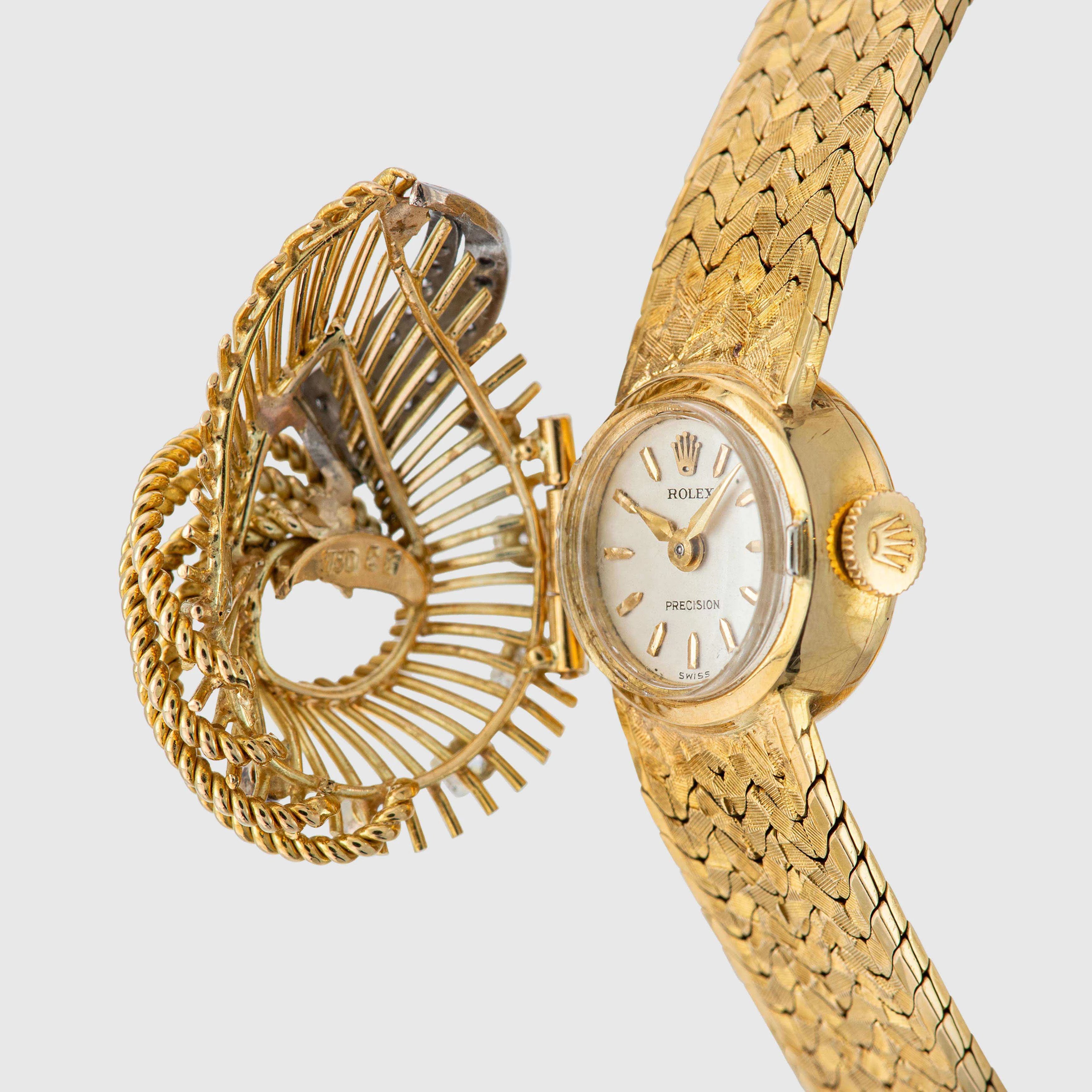 1970's Rolex Precision Ladies Cocktail 18k YG with diamonds