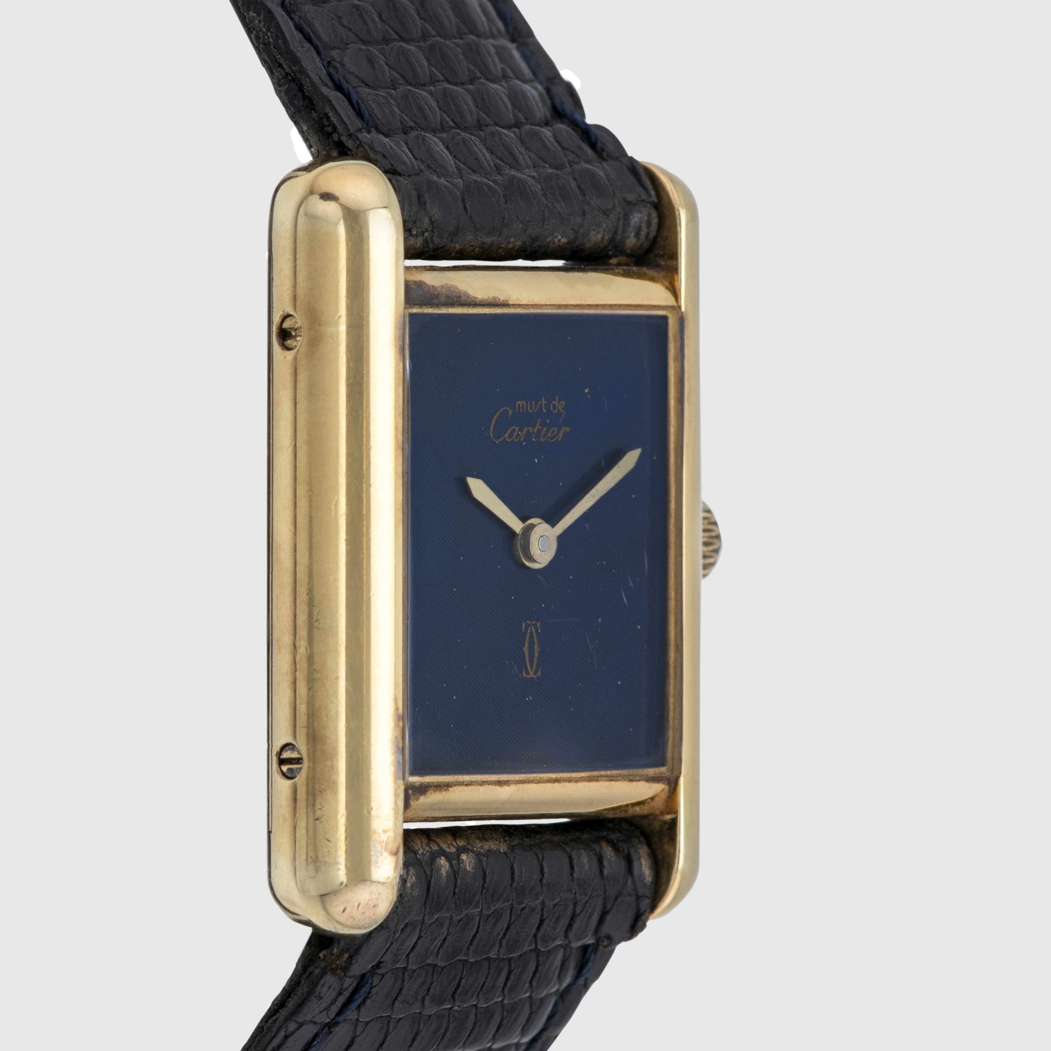 1980's Cartier Tank  Ladies Lapis dial