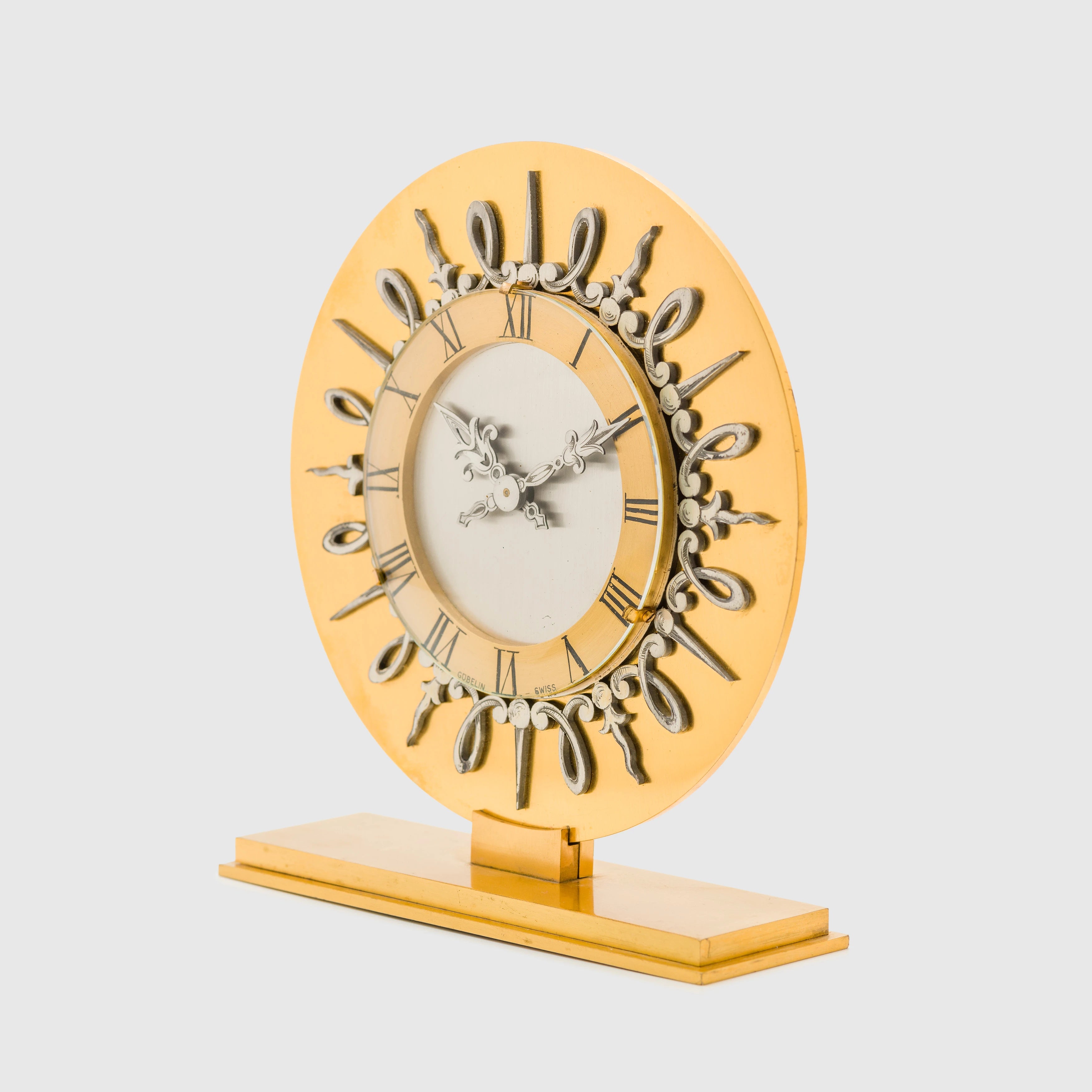 Gubelin Swiss Brass Round Table Clock