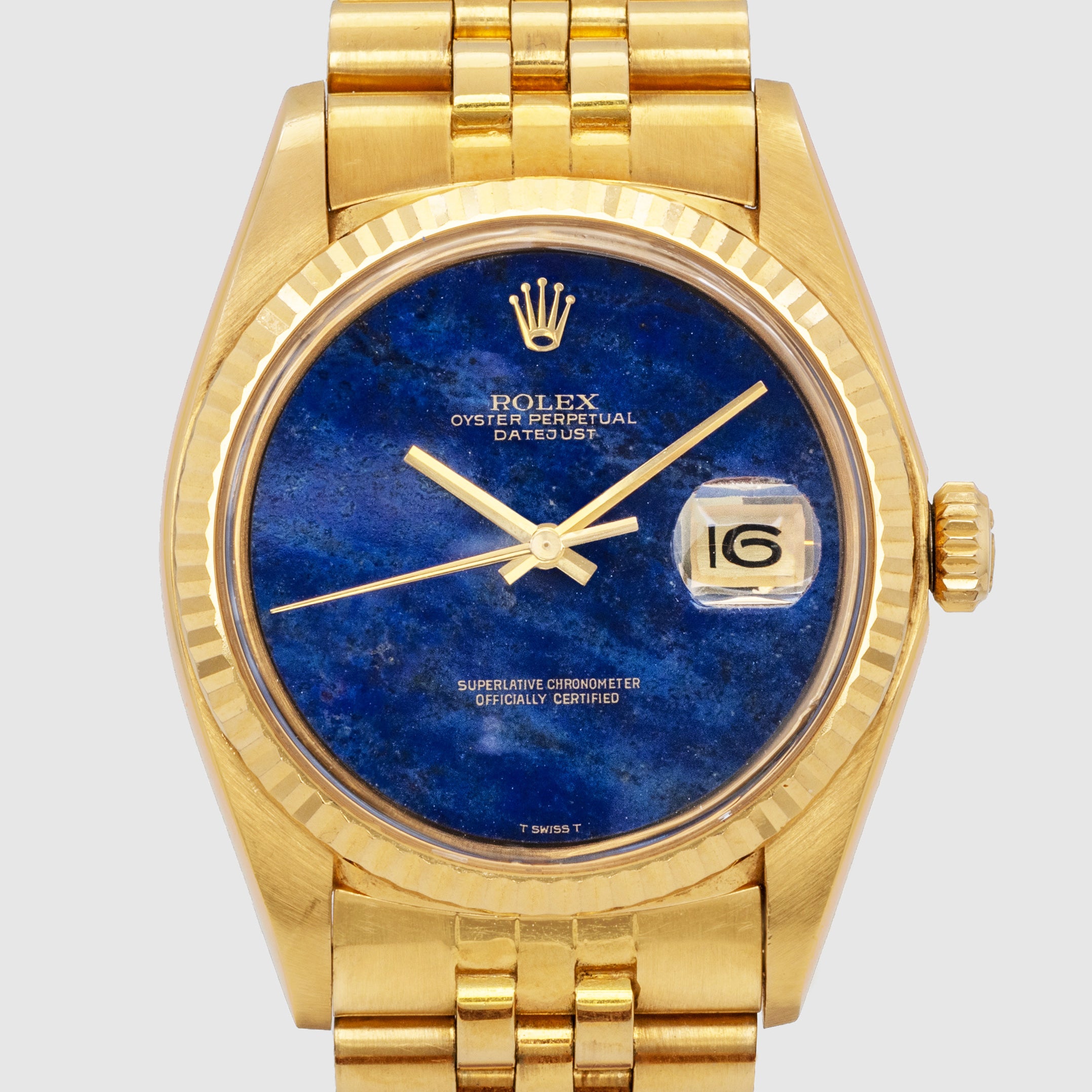 1975 Rolex Datejust 18K Lapis Dial Unpolished Ref. 1601