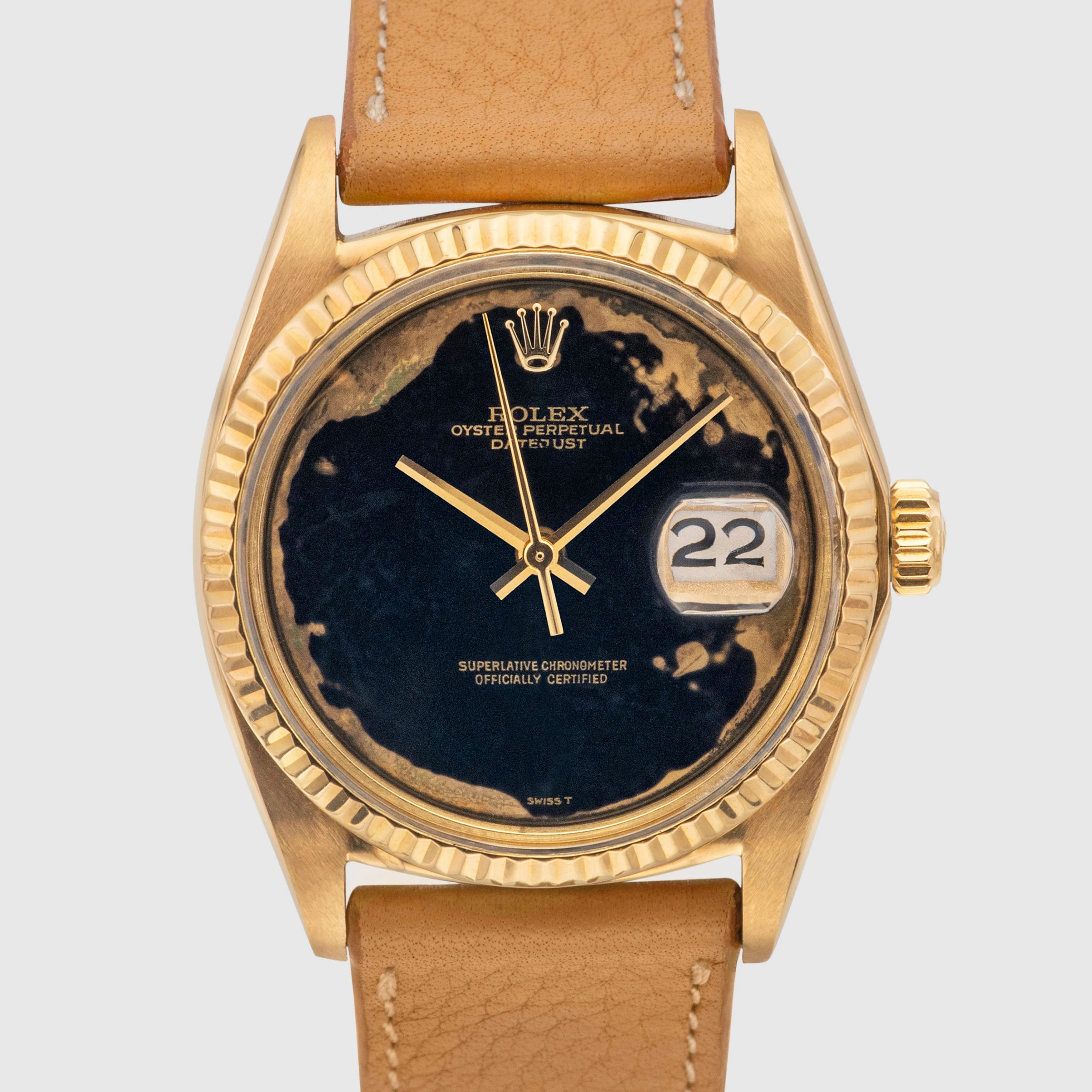 1972 Rolex Datejust 18K Yellow Gold Rare Obsidian Dial Ref. 1601