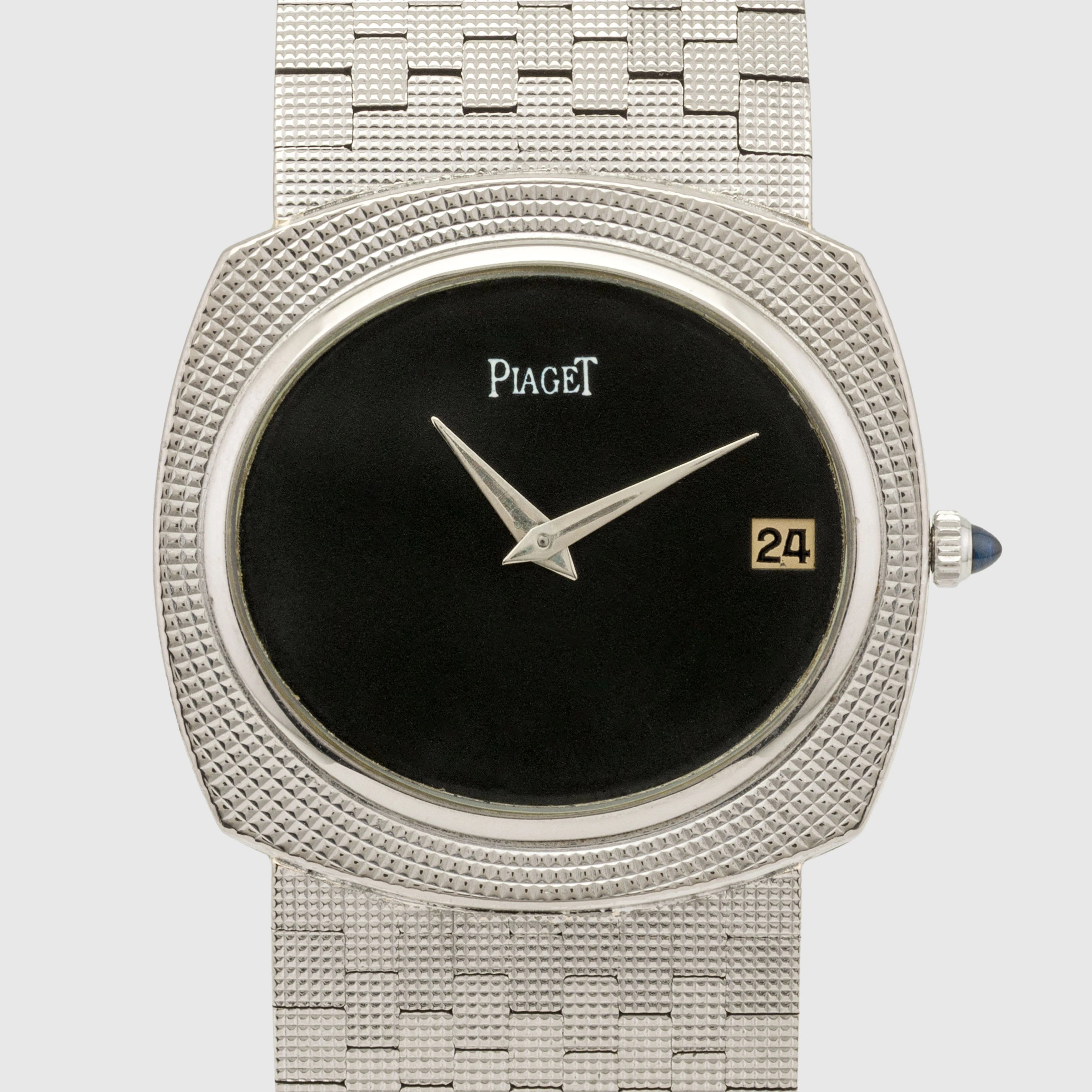 1960's Piaget White Gold Black Dial with Brick Bracelet Ref. 13448