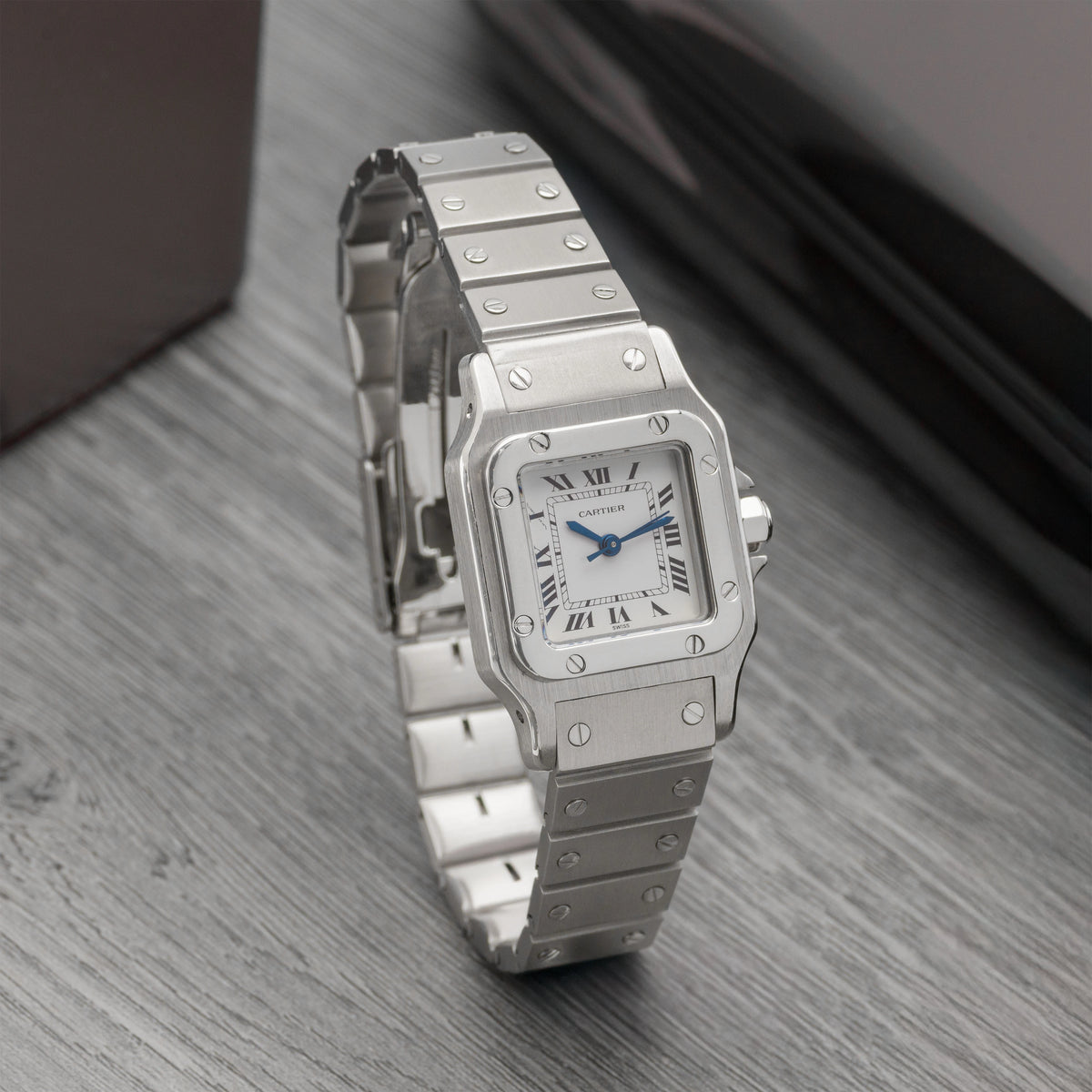 1990's Cartier Santos Carree White Roman Dial Ref. 0901