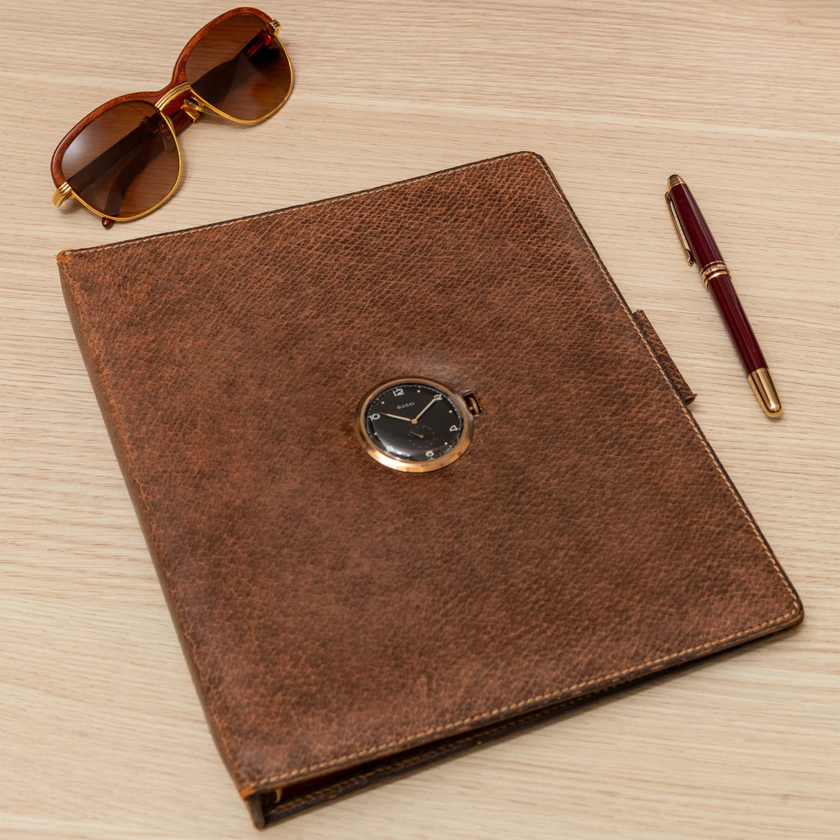 1970 Gucci, Document Binder with Integrated Watch