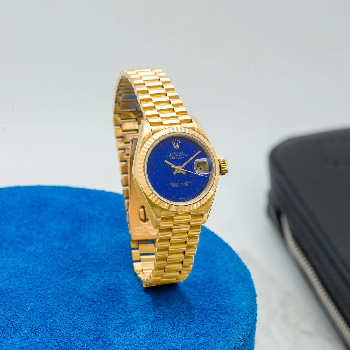 1987 Rolex Lady Datejust 18k YG Lapis Dial Ref. 69178 (Full Set)