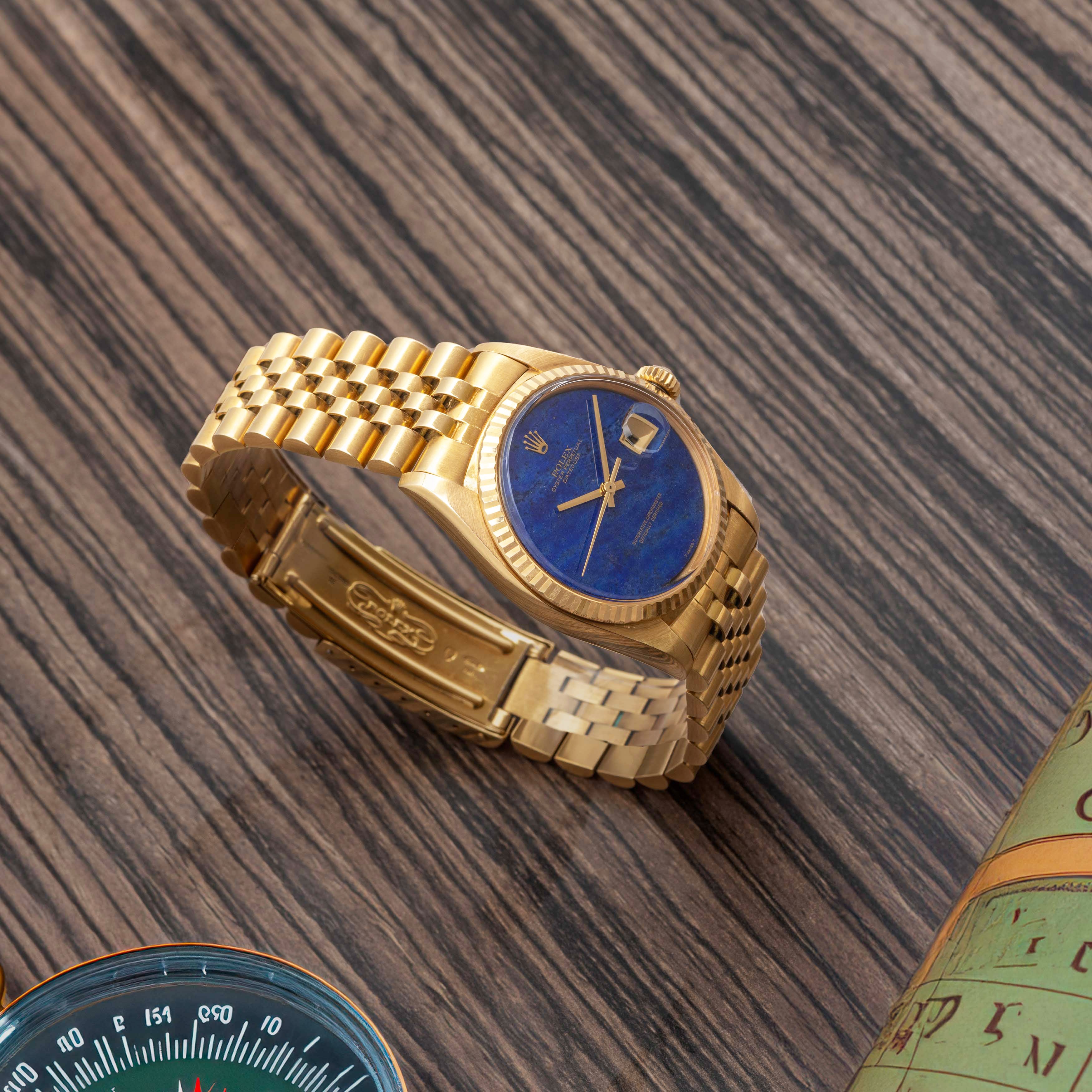 1975 Rolex Datejust 18K Lapis Dial Unpolished Ref. 1601