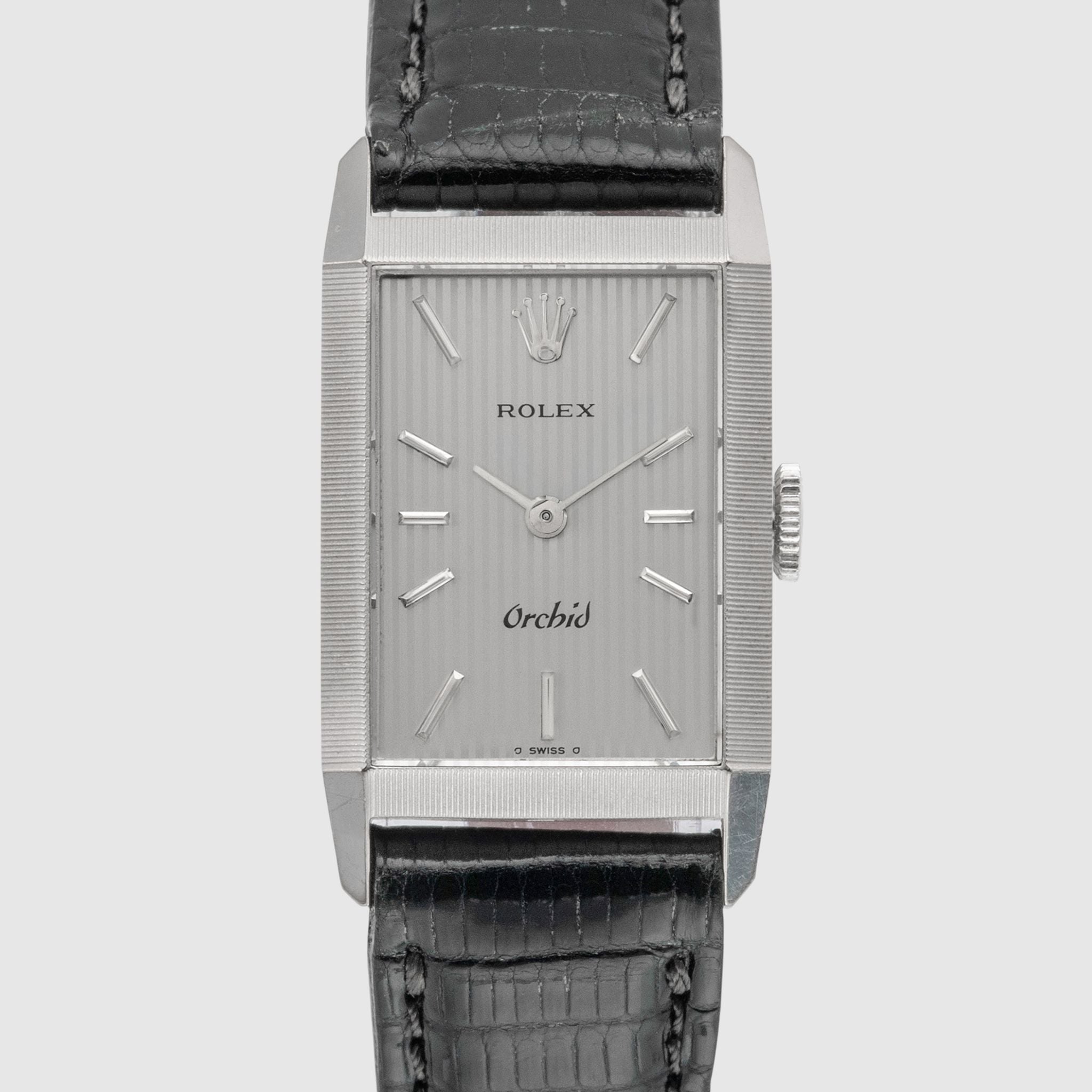 1975 Rolex Cellini 18K White Gold Grey Tapestry Dial Ref. 2677