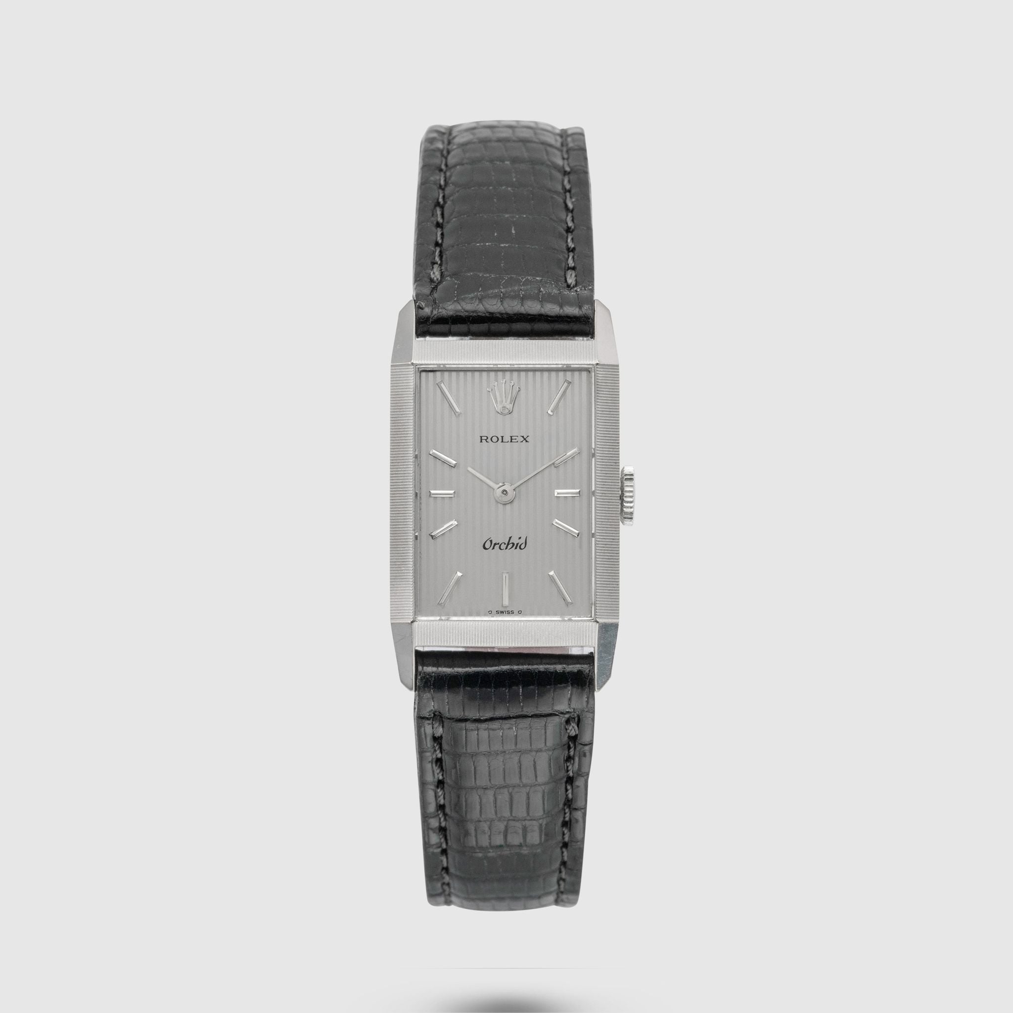 1975 Rolex Cellini 18K White Gold Grey Tapestry Dial Ref. 2677