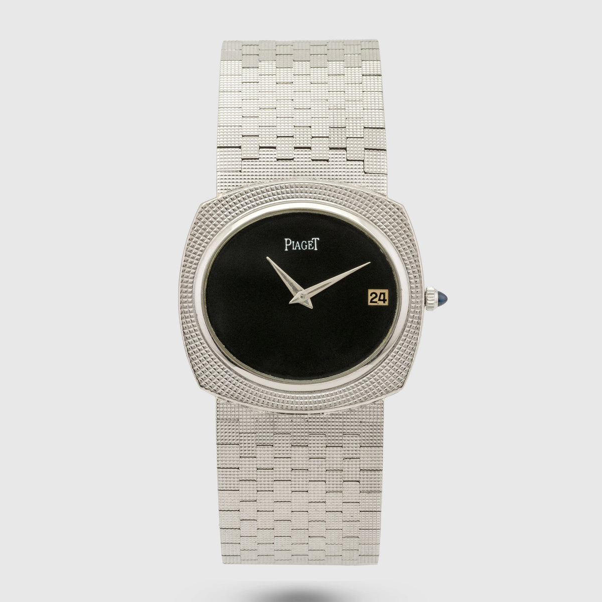 1960's Piaget White Gold Black Dial with Brick Bracelet Ref. 13448